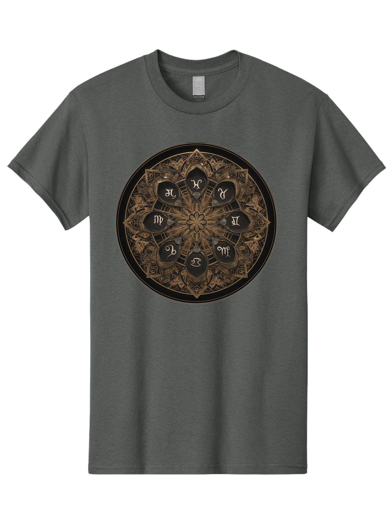 Zodiac-Signs-Mandala Men'S Graphic Tee, 100% Cotton, Comfortable Casual Summer Wear, Machine Washable, Zodiac Signs, Astrology Symbols, Mandala Art, Mystical Design, Spiritual Themes, Esoteric Patterns, Intricate Details, Bae341 9