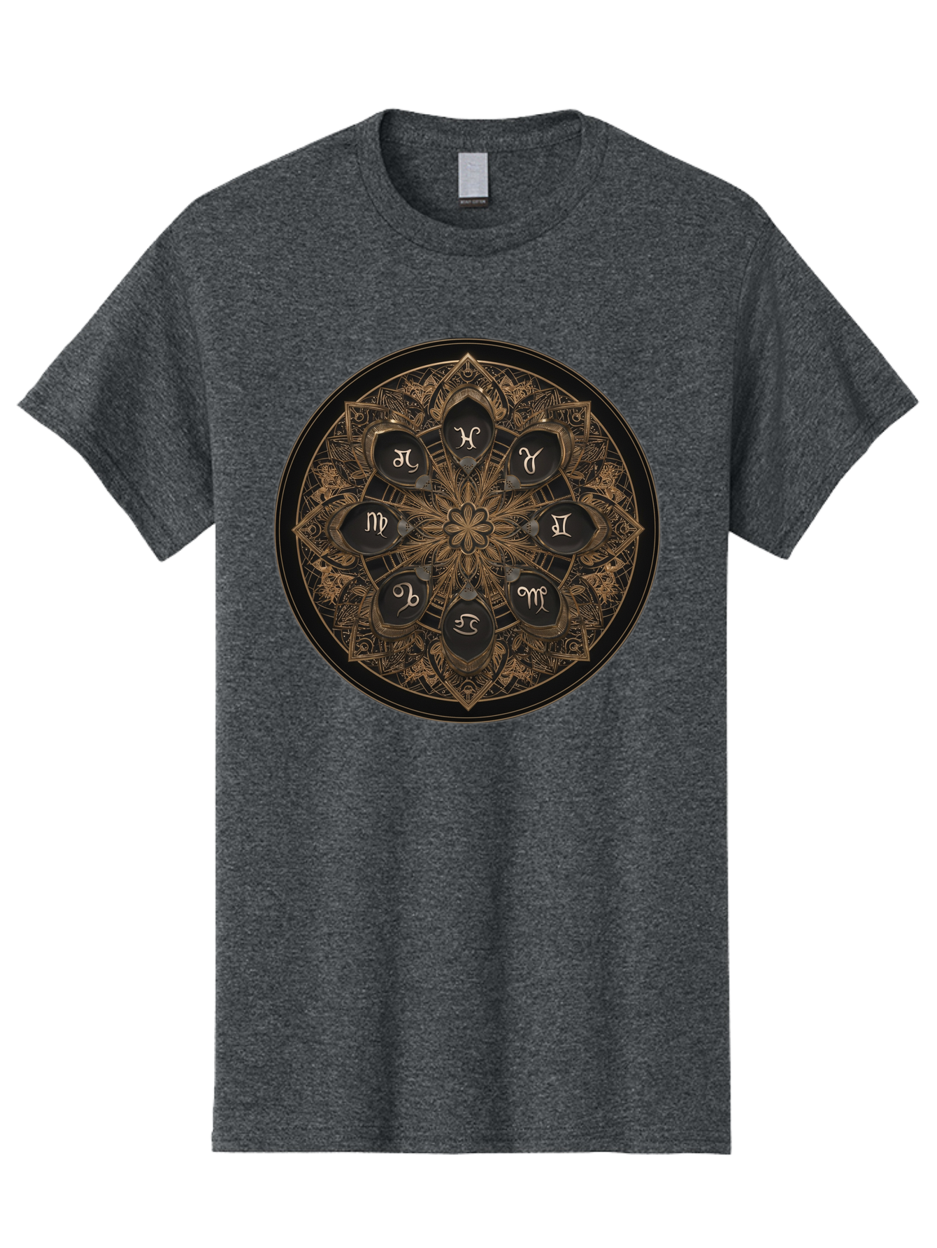 Zodiac-Signs-Mandala Men'S Graphic Tee, 100% Cotton, Comfortable Casual Summer Wear, Machine Washable, Zodiac Signs, Astrology Symbols, Mandala Art, Mystical Design, Spiritual Themes, Esoteric Patterns, Intricate Details, Bae341 5
