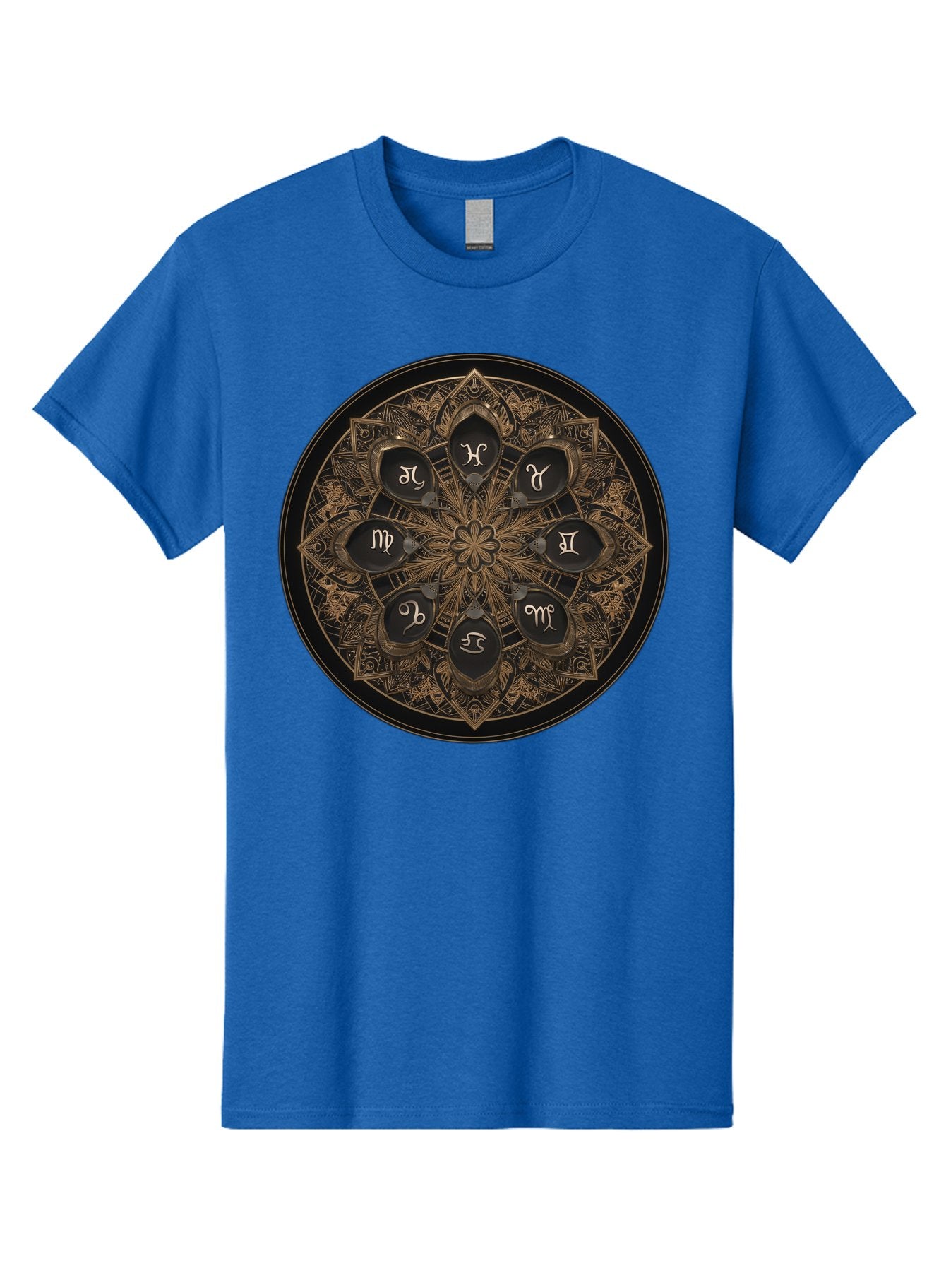 Zodiac-Signs-Mandala Men'S Graphic Tee, 100% Cotton, Comfortable Casual Summer Wear, Machine Washable, Zodiac Signs, Astrology Symbols, Mandala Art, Mystical Design, Spiritual Themes, Esoteric Patterns, Intricate Details, Bae341 10