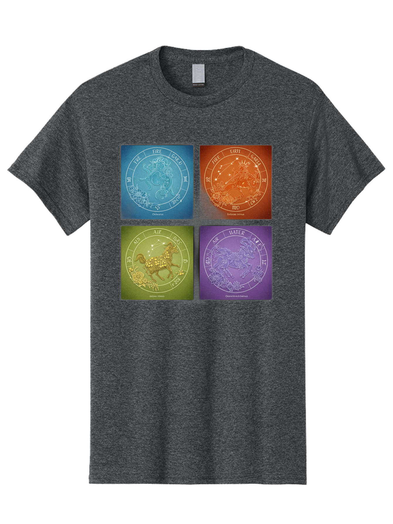 Zodiac-Signs Men'S Graphic Tee, 100% Cotton, Comfortable Casual Summer Wear, Machine Washable, Zodiac Signs, Astrological Elements, Fire, Earth, Air, Water, Horoscope Symbols, Celestial Bodies, Astrology Charts, Mystical Art Bae342 15