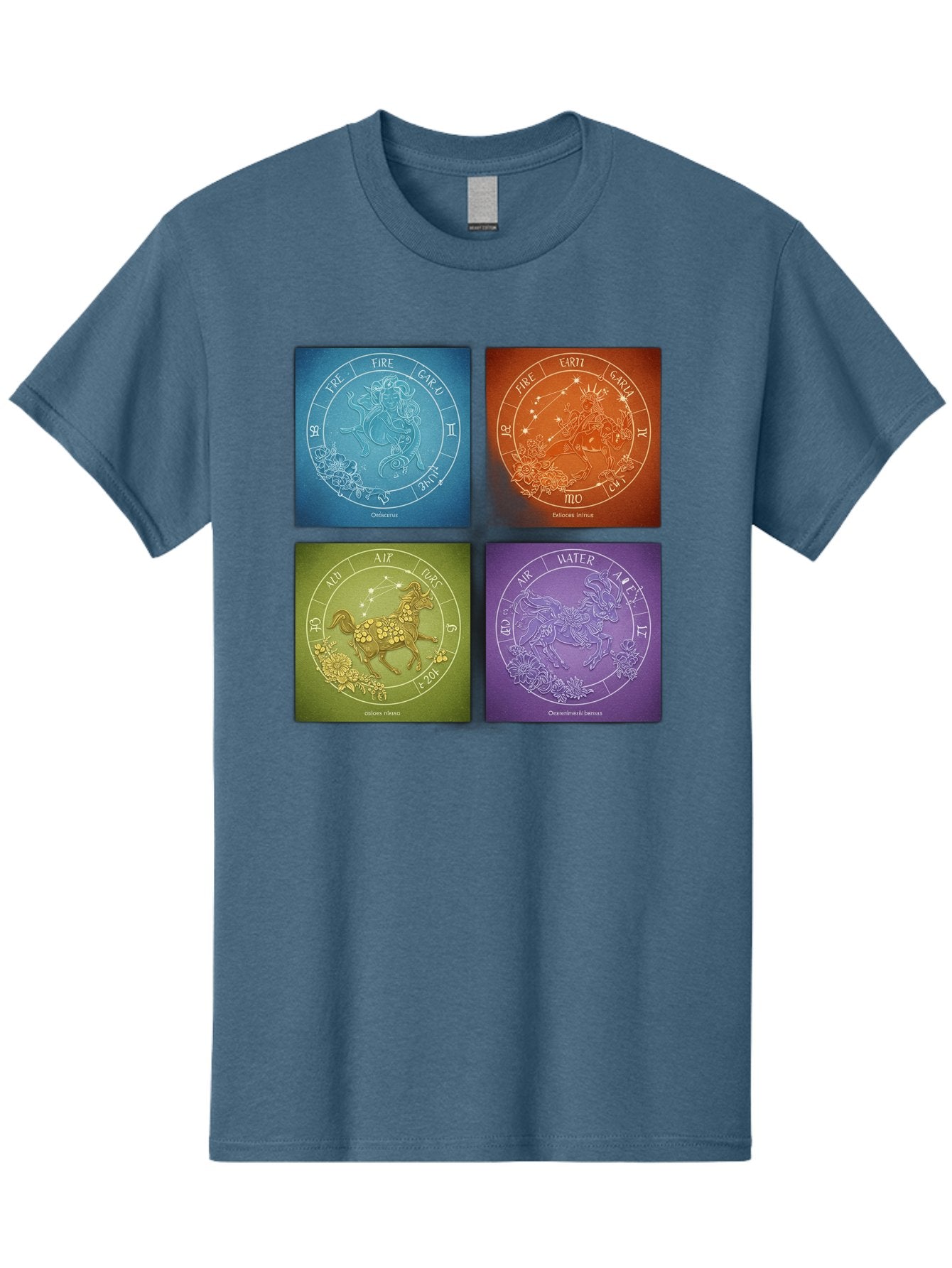 Zodiac-Signs Men'S Graphic Tee, 100% Cotton, Comfortable Casual Summer Wear, Machine Washable, Zodiac Signs, Astrological Elements, Fire, Earth, Air, Water, Horoscope Symbols, Celestial Bodies, Astrology Charts, Mystical Art Bae342 15