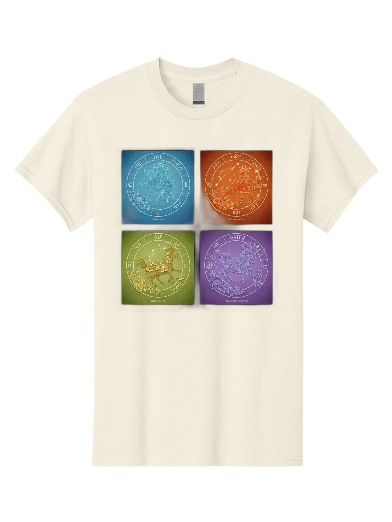 Zodiac-Signs Men'S Graphic Tee, 100% Cotton, Comfortable Casual Summer Wear, Machine Washable, Zodiac Signs, Astrological Elements, Fire, Earth, Air, Water, Horoscope Symbols, Celestial Bodies, Astrology Charts, Mystical Art Bae342 12