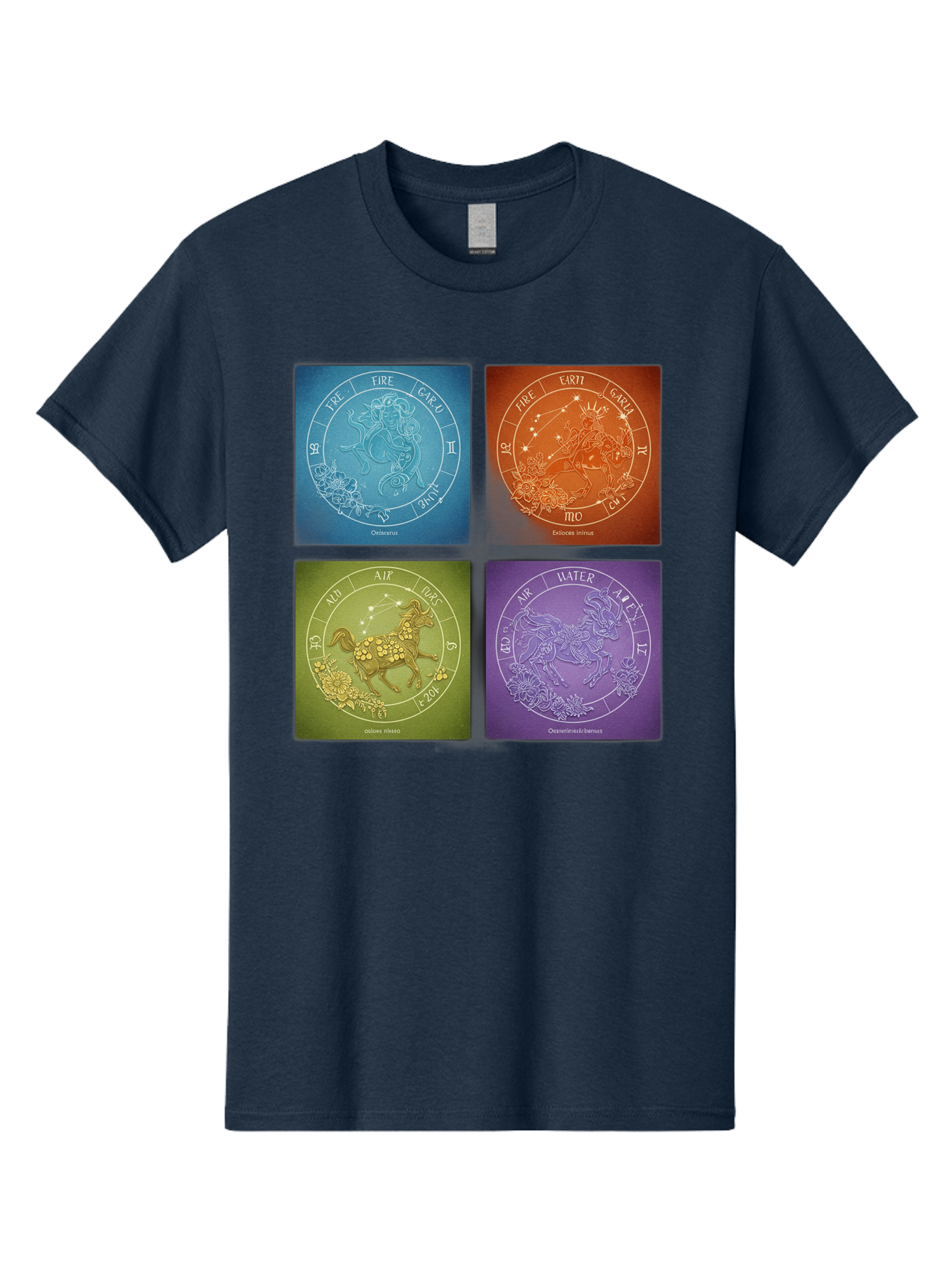 Zodiac-Signs Men'S Graphic Tee, 100% Cotton, Comfortable Casual Summer Wear, Machine Washable, Zodiac Signs, Astrological Elements, Fire, Earth, Air, Water, Horoscope Symbols, Celestial Bodies, Astrology Charts, Mystical Art Bae342 4