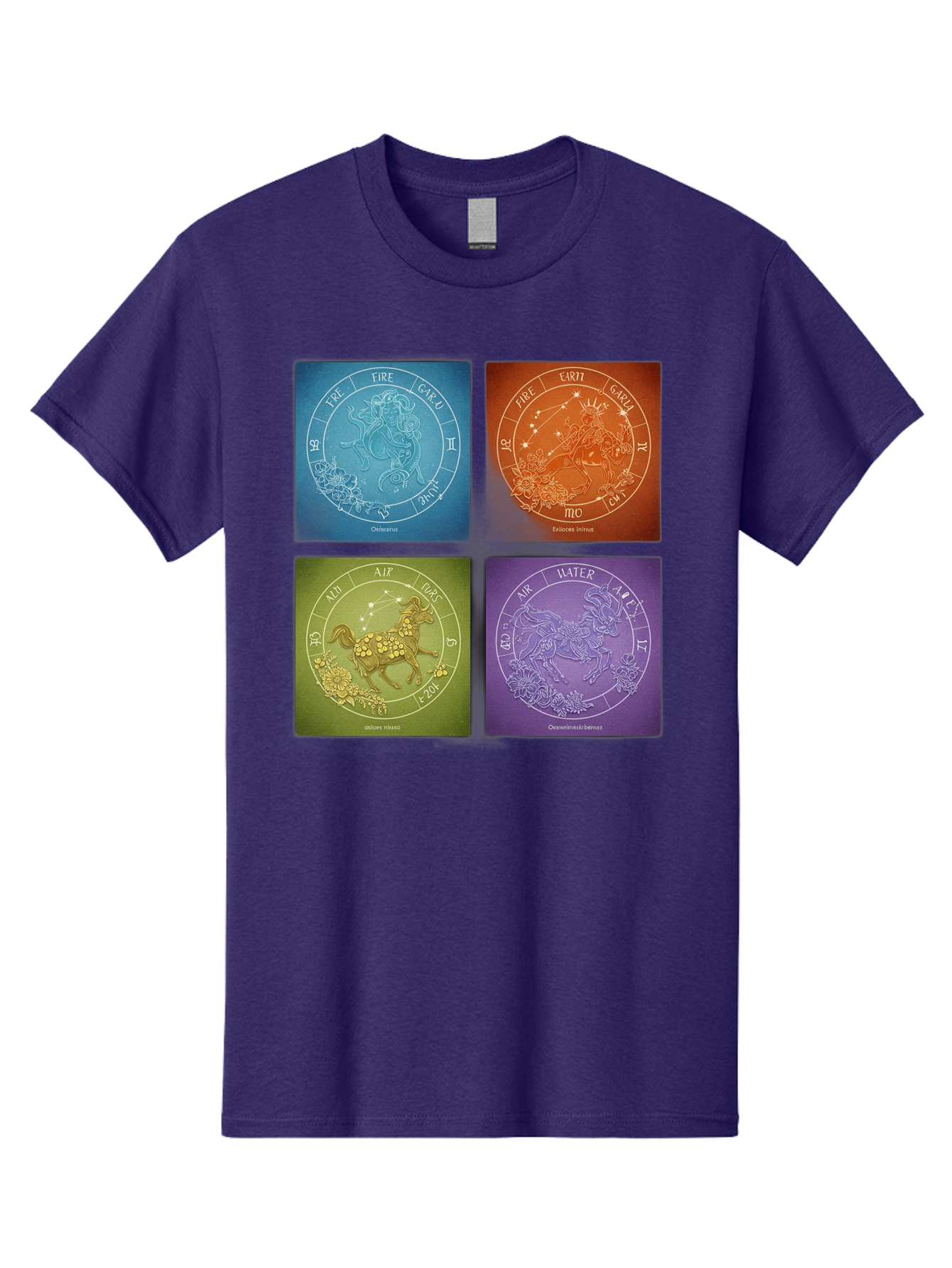 Zodiac-Signs Men'S Graphic Tee, 100% Cotton, Comfortable Casual Summer Wear, Machine Washable, Zodiac Signs, Astrological Elements, Fire, Earth, Air, Water, Horoscope Symbols, Celestial Bodies, Astrology Charts, Mystical Art Bae342 13
