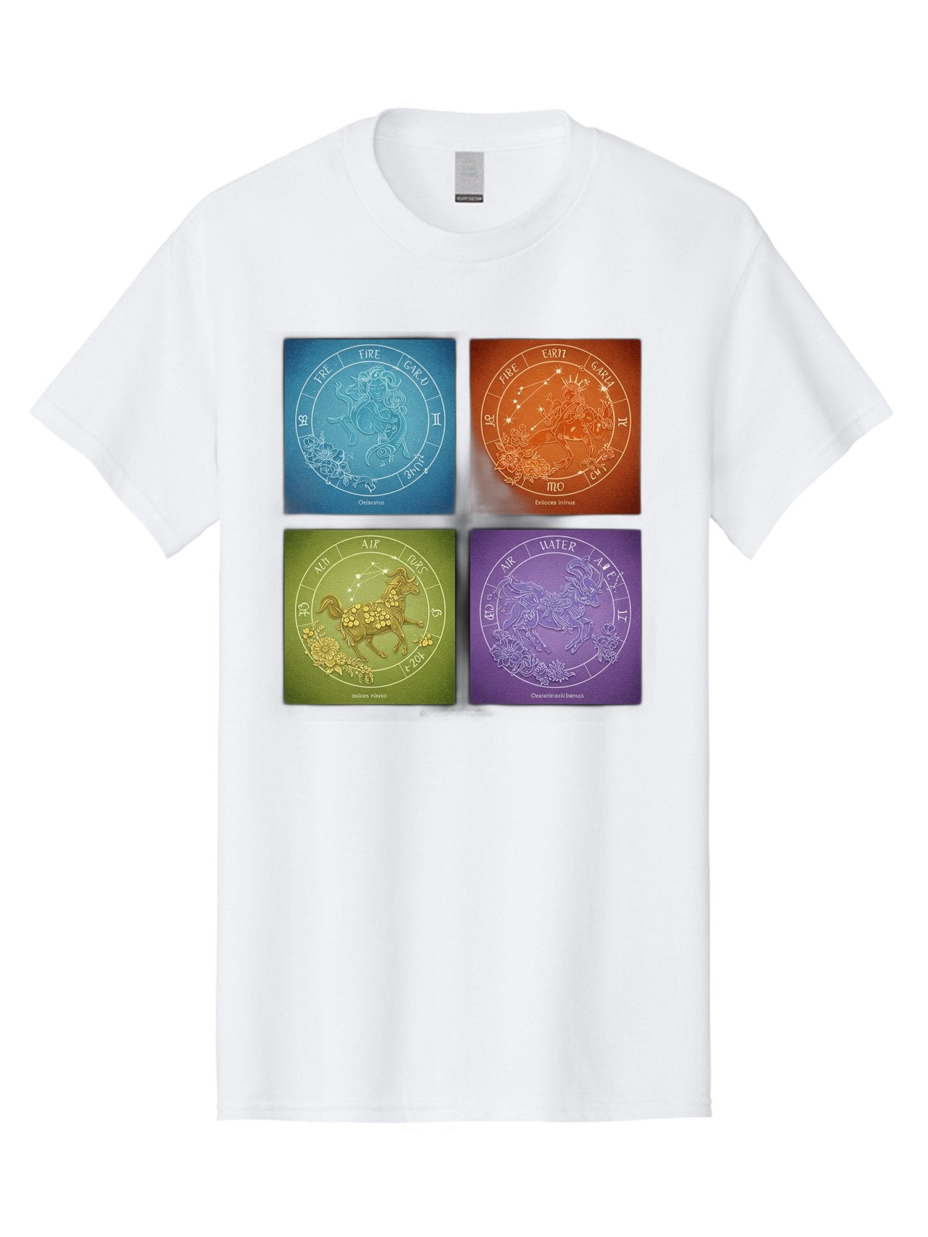 Zodiac-Signs Men'S Graphic Tee, 100% Cotton, Comfortable Casual Summer Wear, Machine Washable, Zodiac Signs, Astrological Elements, Fire, Earth, Air, Water, Horoscope Symbols, Celestial Bodies, Astrology Charts, Mystical Art Bae342 14