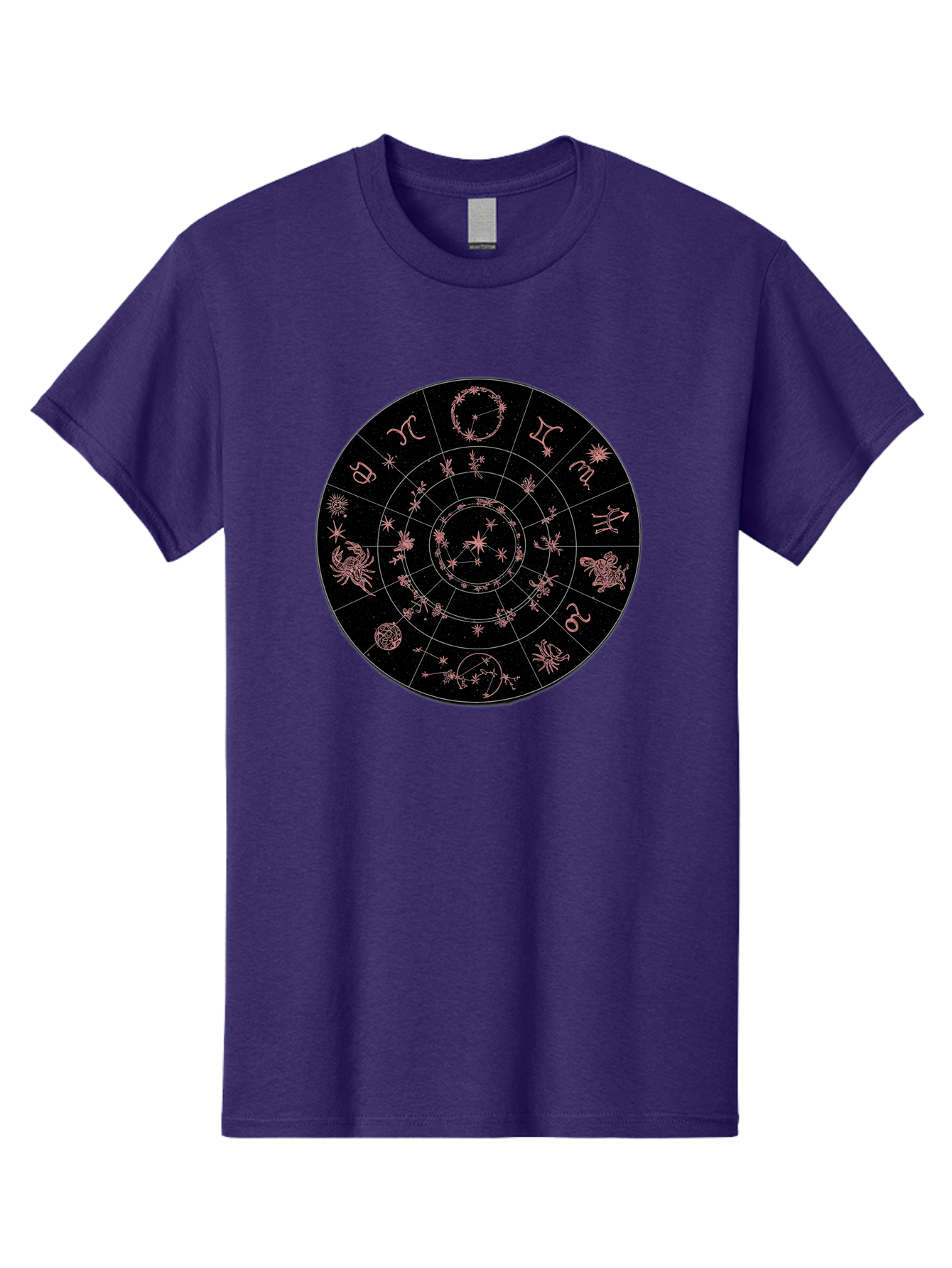 Zodiac-Wheel-1 Men'S Graphic Tee, 100% Cotton, Comfortable Casual Summer Wear, Machine Washable, Zodiac Signs, Astrology Chart, Mystical Symbols, Stars And Constellations, Horoscope Wheel, Spiritual Emblem, Celestial Map, Pink Illustrations Bae343 12