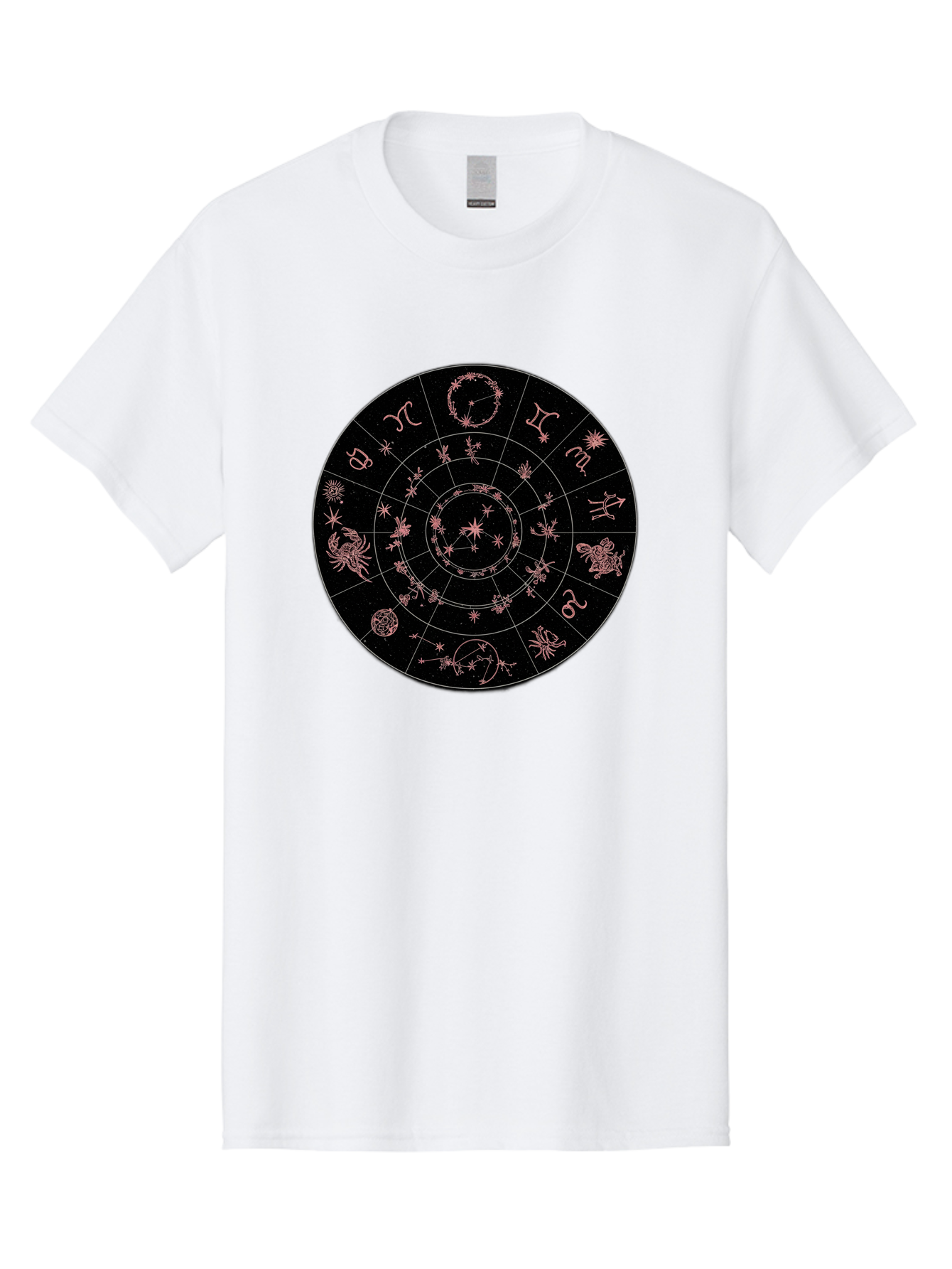 Zodiac-Wheel-1 Men'S Graphic Tee, 100% Cotton, Comfortable Casual Summer Wear, Machine Washable, Zodiac Signs, Astrology Chart, Mystical Symbols, Stars And Constellations, Horoscope Wheel, Spiritual Emblem, Celestial Map, Pink Illustrations Bae343 7