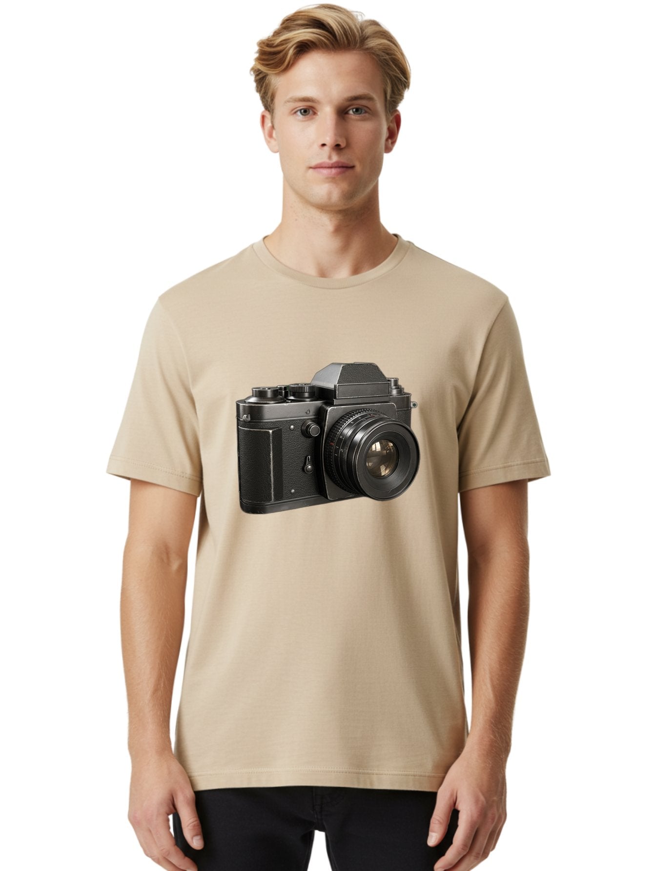 35Mm-Film-Camera Men'S Graphic Tee, 100% Cotton, Comfortable Casual Summer Wear, Machine Washable, Vintage Camera, Retro Photography, Classic Camera Design, Black Camera Body, Camera Lens, Photography Equipment, Analog Camera, Film Camera, Bae346 24