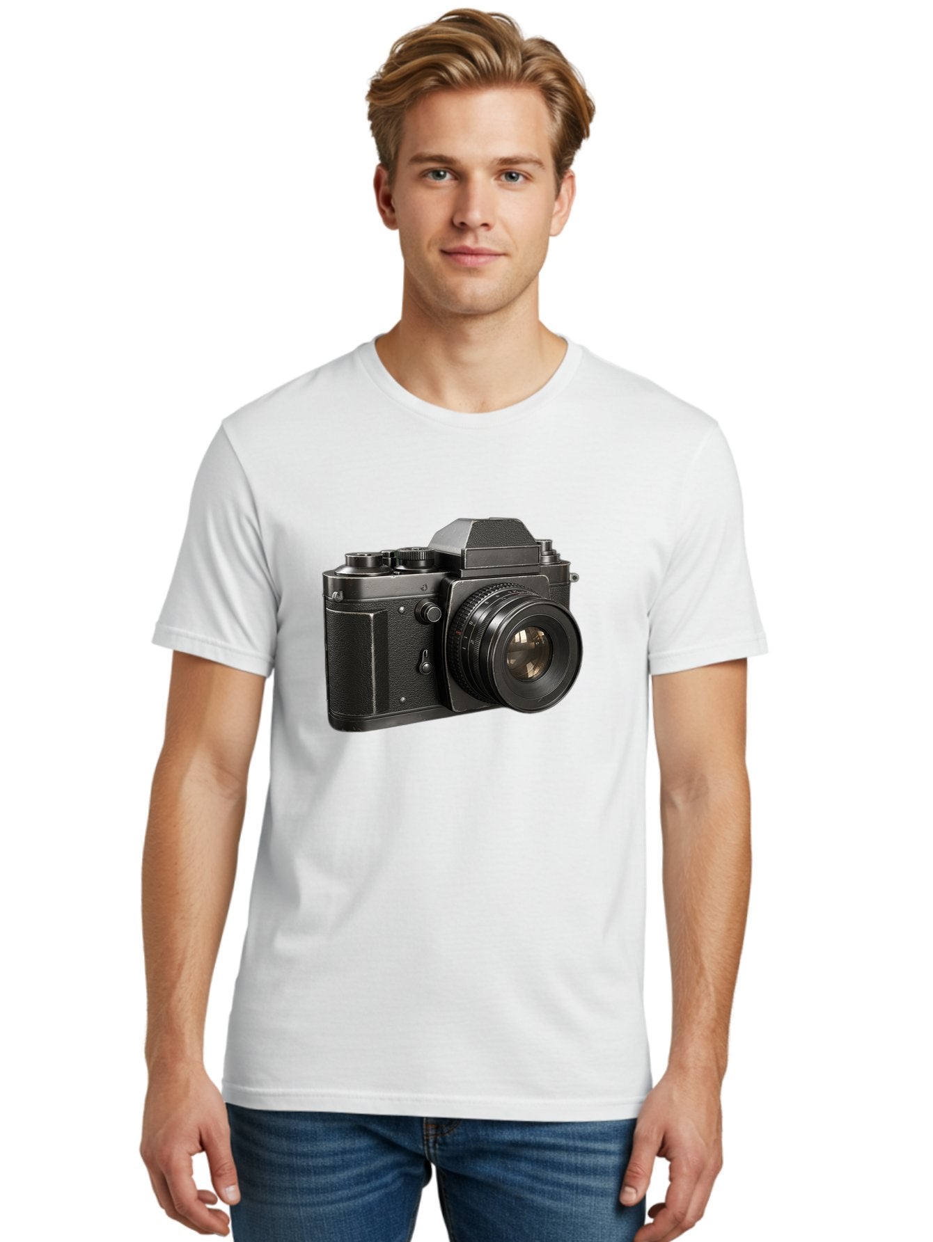 35Mm-Film-Camera Men'S Graphic Tee, 100% Cotton, Comfortable Casual Summer Wear, Machine Washable, Vintage Camera, Retro Photography, Classic Camera Design, Black Camera Body, Camera Lens, Photography Equipment, Analog Camera, Film Camera, Bae346 21