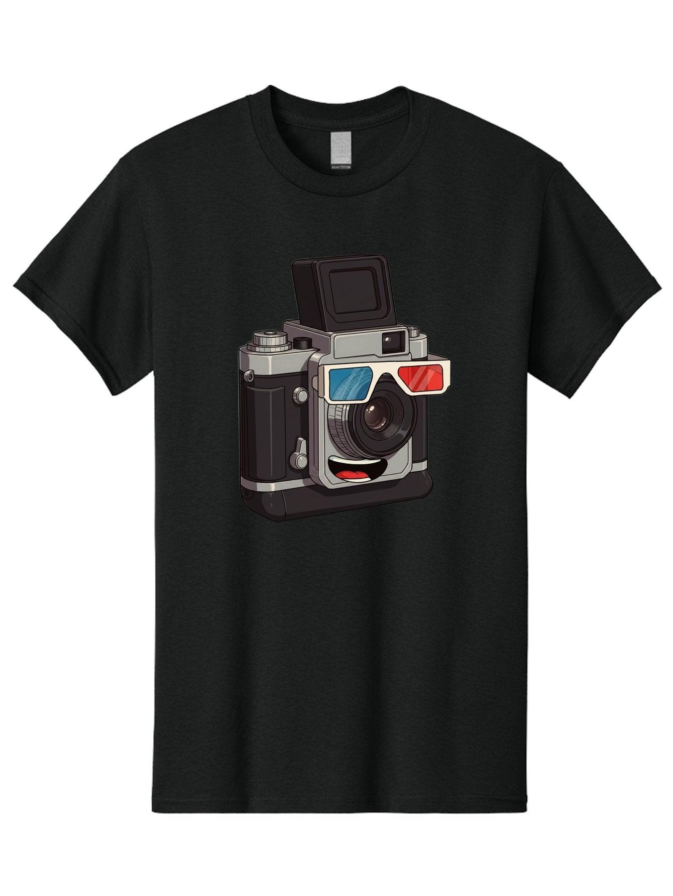 3D-Camera Men'S Graphic Tee, 100% Cotton, Comfortable Casual Summer Wear, Machine Washable, Vintage Camera, 3D Glasses, Retro Style, Cartoon Character, Photography Equipment, Nostalgic Feel, Funky Accessories, Camera Lens Bae347 8