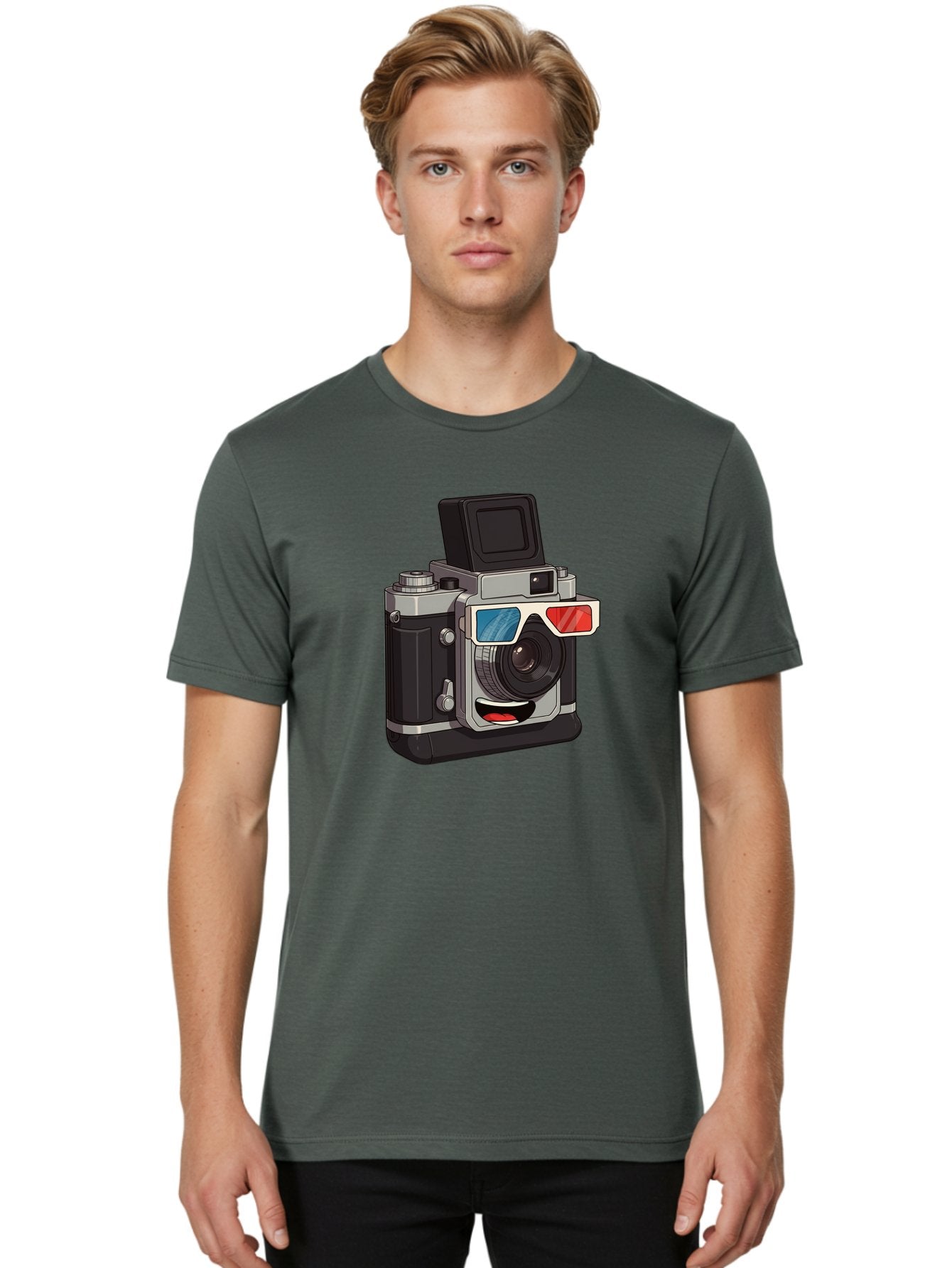 3D-Camera Men'S Graphic Tee, 100% Cotton, Comfortable Casual Summer Wear, Machine Washable, Vintage Camera, 3D Glasses, Retro Style, Cartoon Character, Photography Equipment, Nostalgic Feel, Funky Accessories, Camera Lens Bae347 19