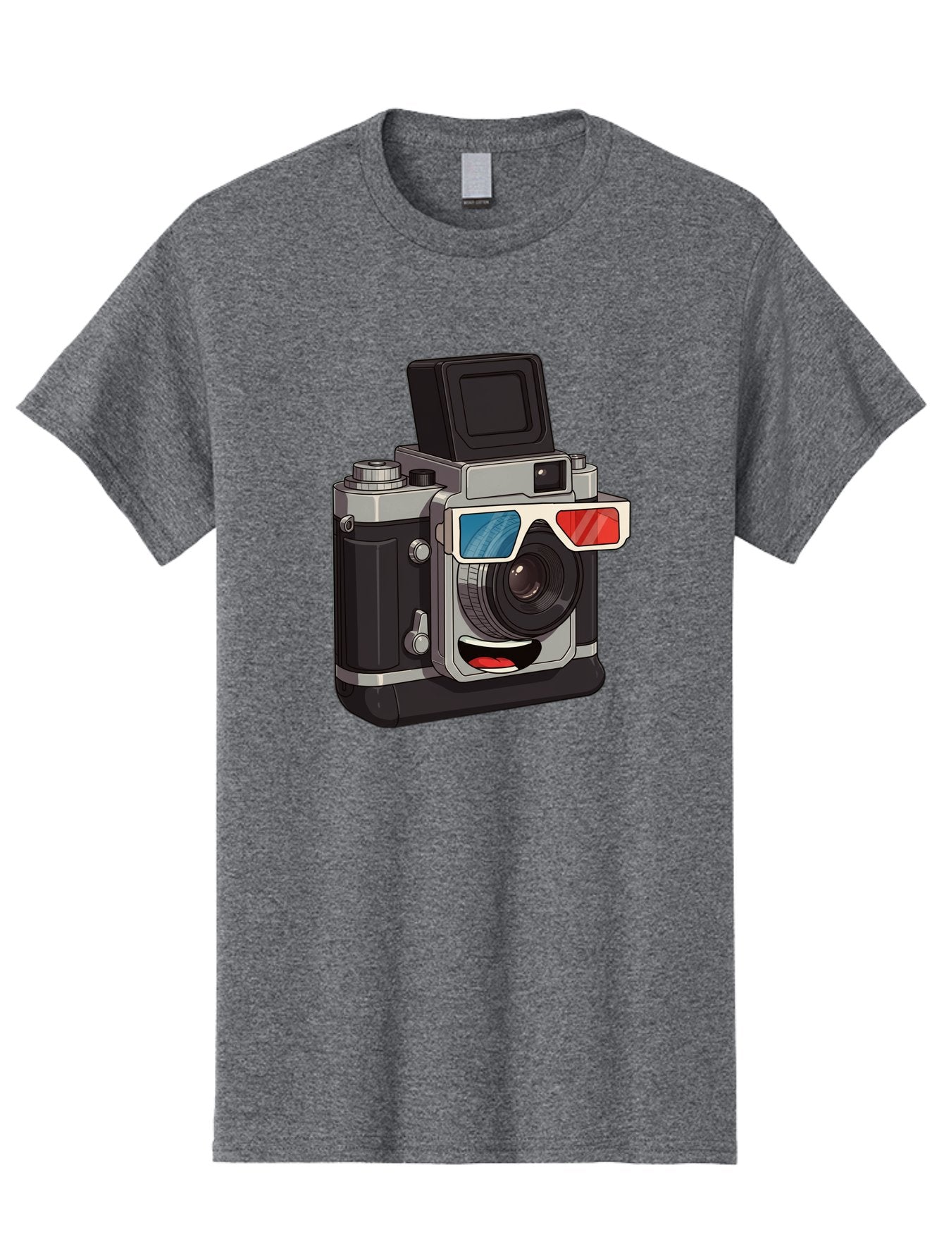 3D-Camera Men'S Graphic Tee, 100% Cotton, Comfortable Casual Summer Wear, Machine Washable, Vintage Camera, 3D Glasses, Retro Style, Cartoon Character, Photography Equipment, Nostalgic Feel, Funky Accessories, Camera Lens Bae347 3