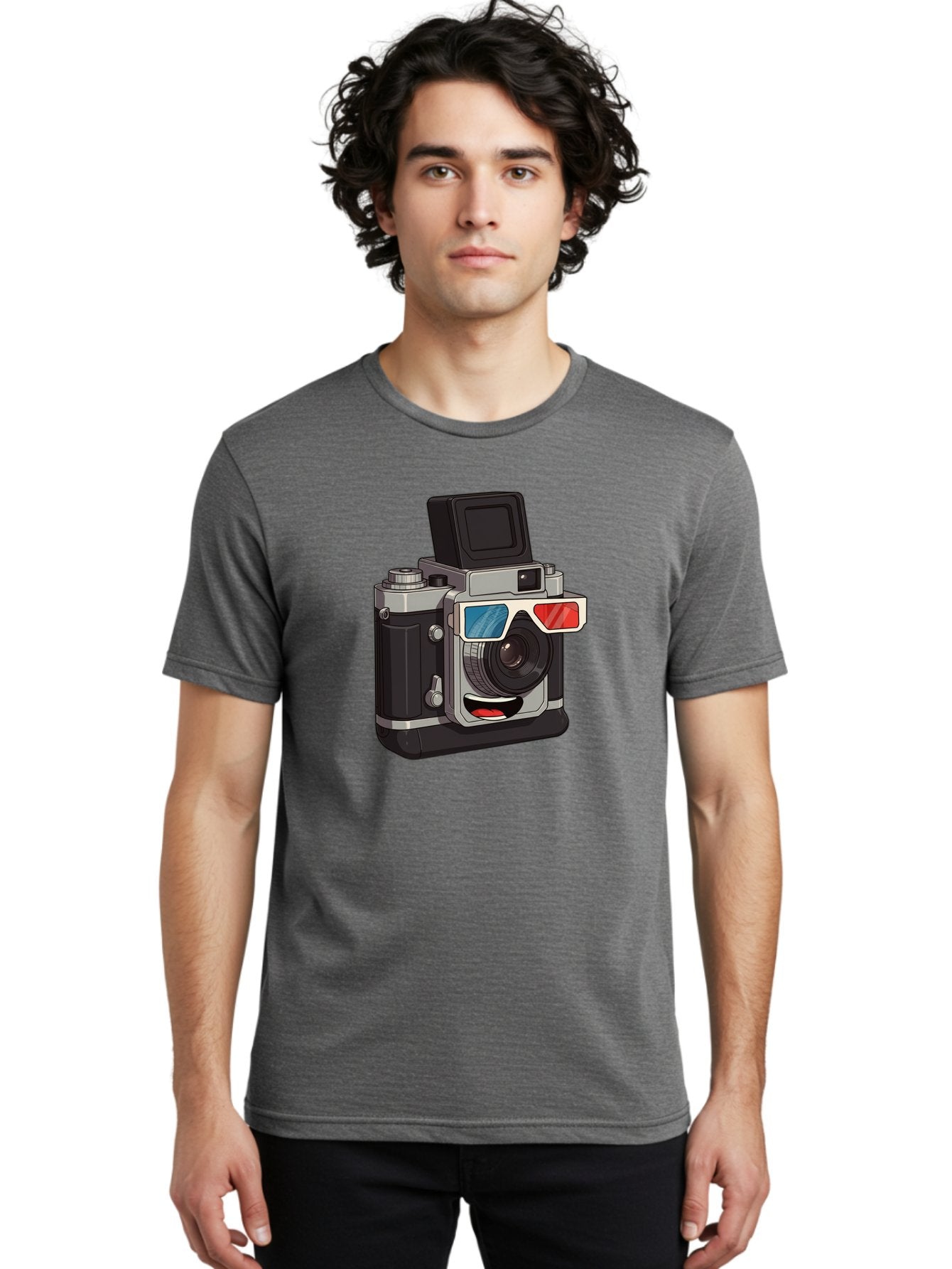 3D-Camera Men'S Graphic Tee, 100% Cotton, Comfortable Casual Summer Wear, Machine Washable, Vintage Camera, 3D Glasses, Retro Style, Cartoon Character, Photography Equipment, Nostalgic Feel, Funky Accessories, Camera Lens Bae347 22