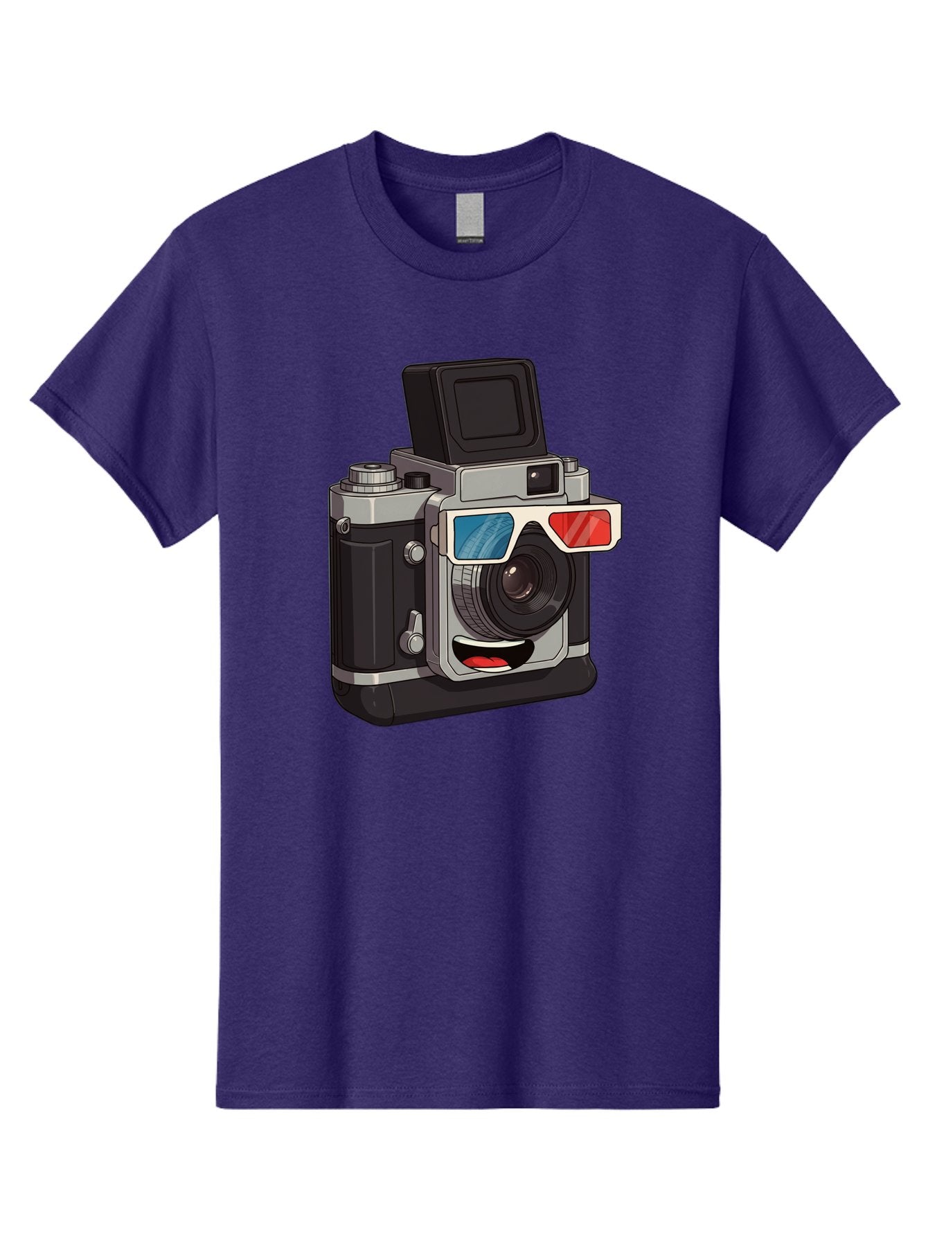 3D-Camera Men'S Graphic Tee, 100% Cotton, Comfortable Casual Summer Wear, Machine Washable, Vintage Camera, 3D Glasses, Retro Style, Cartoon Character, Photography Equipment, Nostalgic Feel, Funky Accessories, Camera Lens Bae347