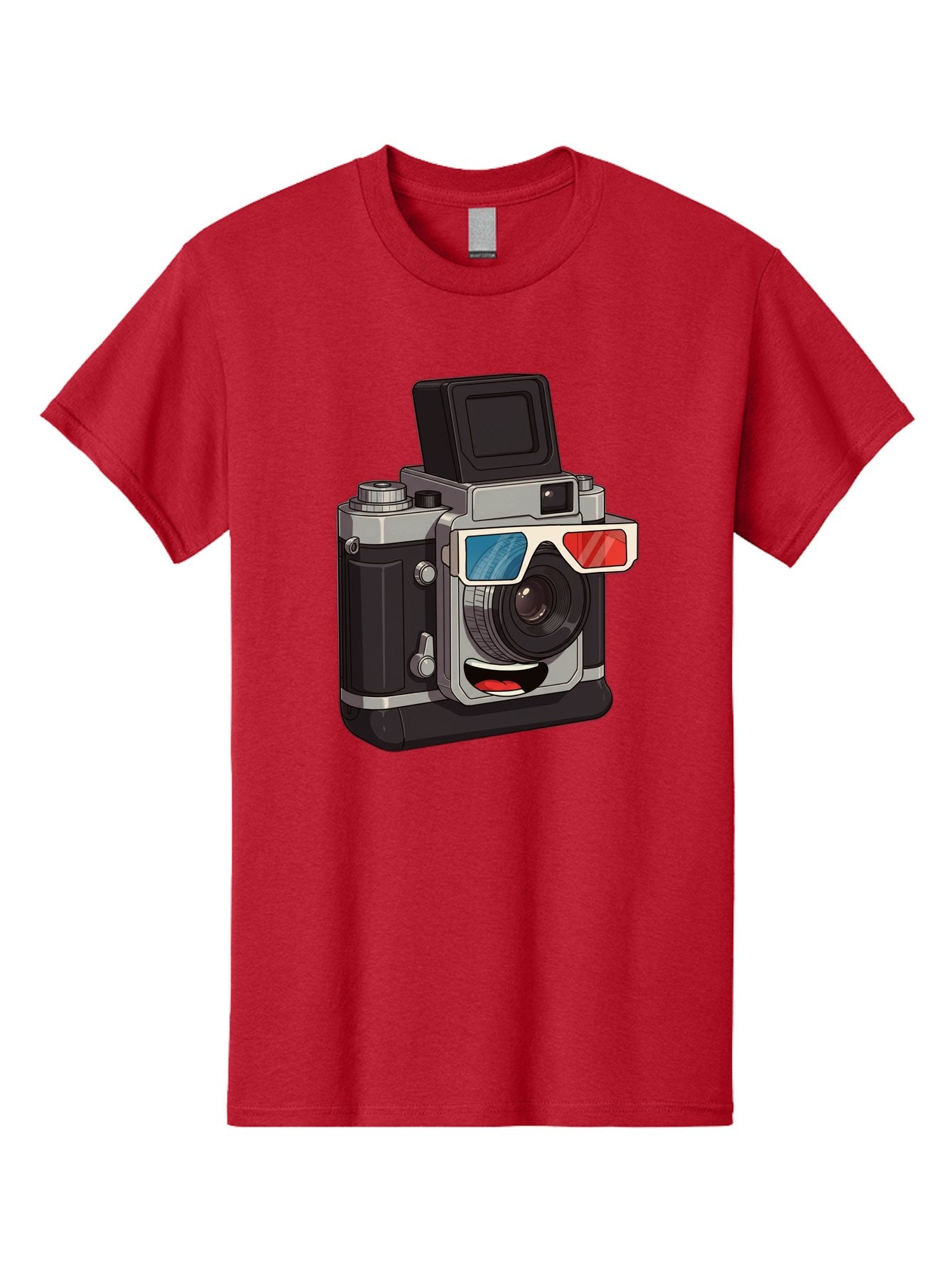 3D-Camera Men'S Graphic Tee, 100% Cotton, Comfortable Casual Summer Wear, Machine Washable, Vintage Camera, 3D Glasses, Retro Style, Cartoon Character, Photography Equipment, Nostalgic Feel, Funky Accessories, Camera Lens Bae347 5