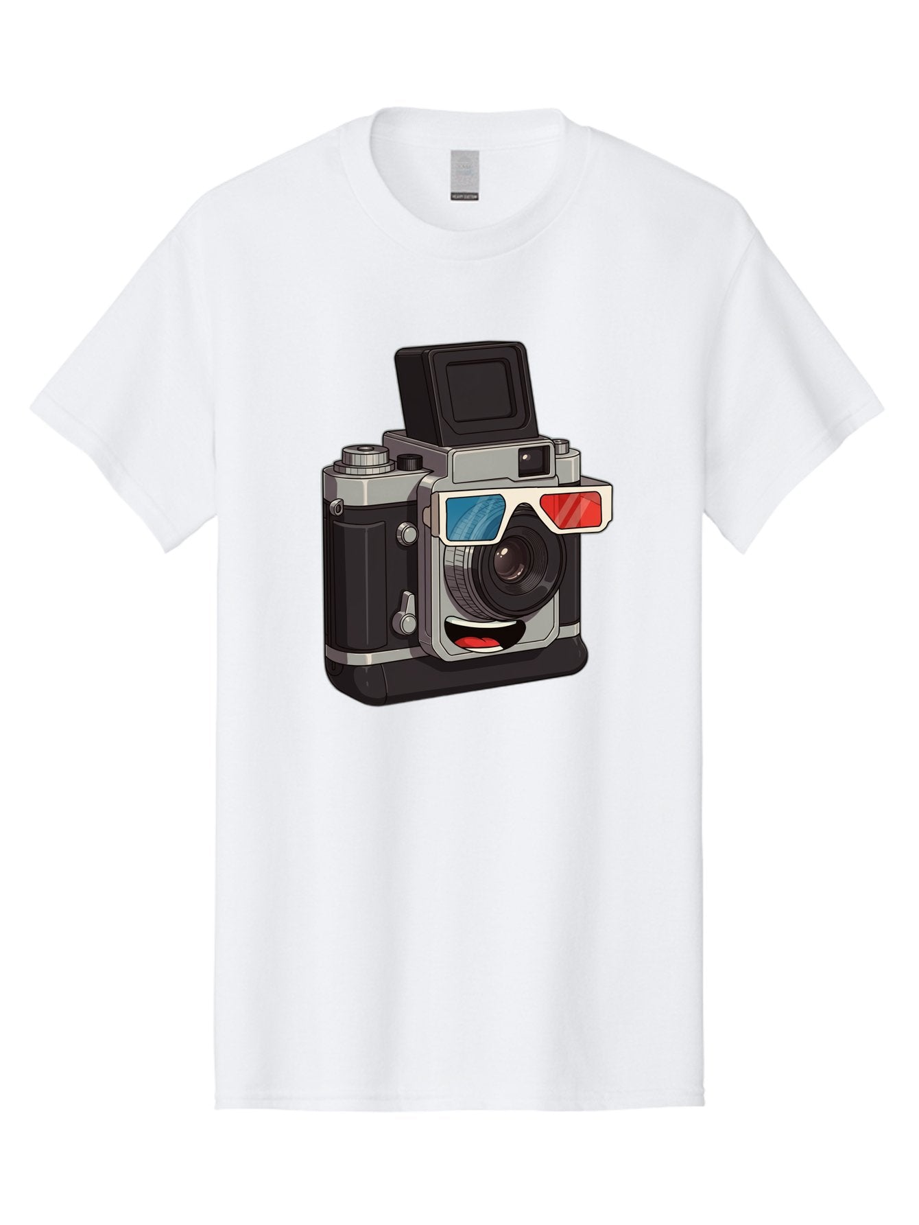 3D-Camera Men'S Graphic Tee, 100% Cotton, Comfortable Casual Summer Wear, Machine Washable, Vintage Camera, 3D Glasses, Retro Style, Cartoon Character, Photography Equipment, Nostalgic Feel, Funky Accessories, Camera Lens Bae347 7