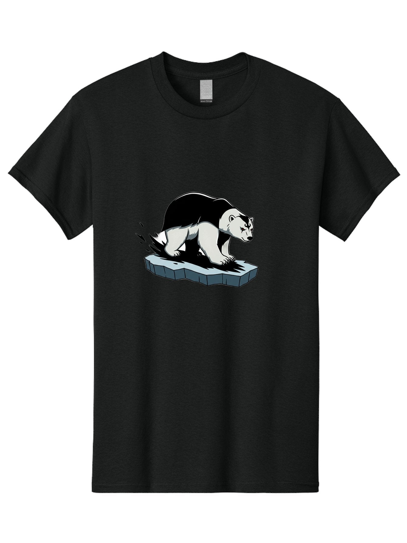 Aggressive-Panda Men'S Graphic Tee, 100% Cotton, Comfortable Casual Summer Wear, Machine Washable, Panda On A Rock, Panda Bear, Black And White, Cartoon Style, Dynamic Movement, Wildlife, Animated Character, Stone Platform Bae349 5