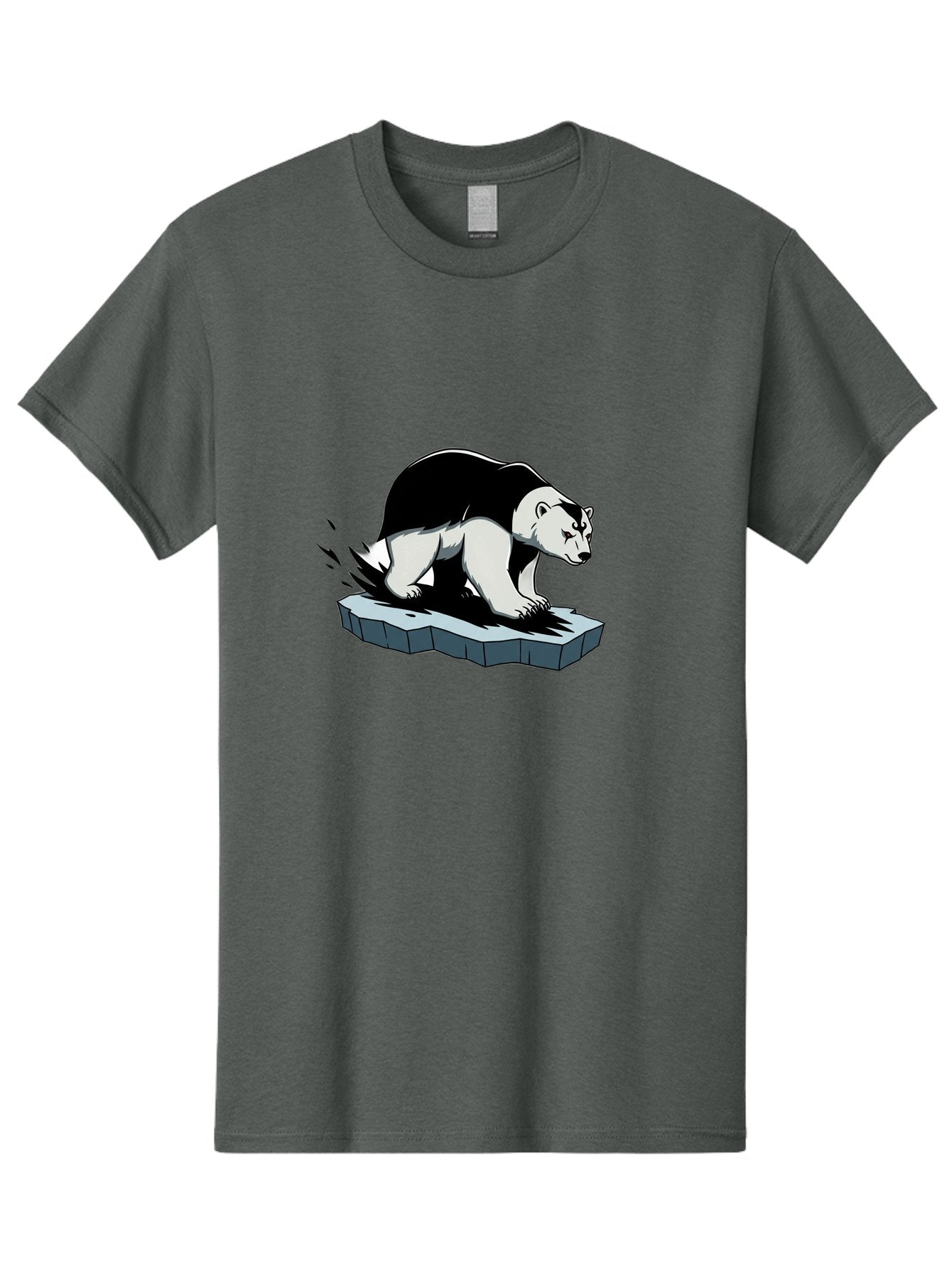 Aggressive-Panda Men'S Graphic Tee, 100% Cotton, Comfortable Casual Summer Wear, Machine Washable, Panda On A Rock, Panda Bear, Black And White, Cartoon Style, Dynamic Movement, Wildlife, Animated Character, Stone Platform Bae349 12