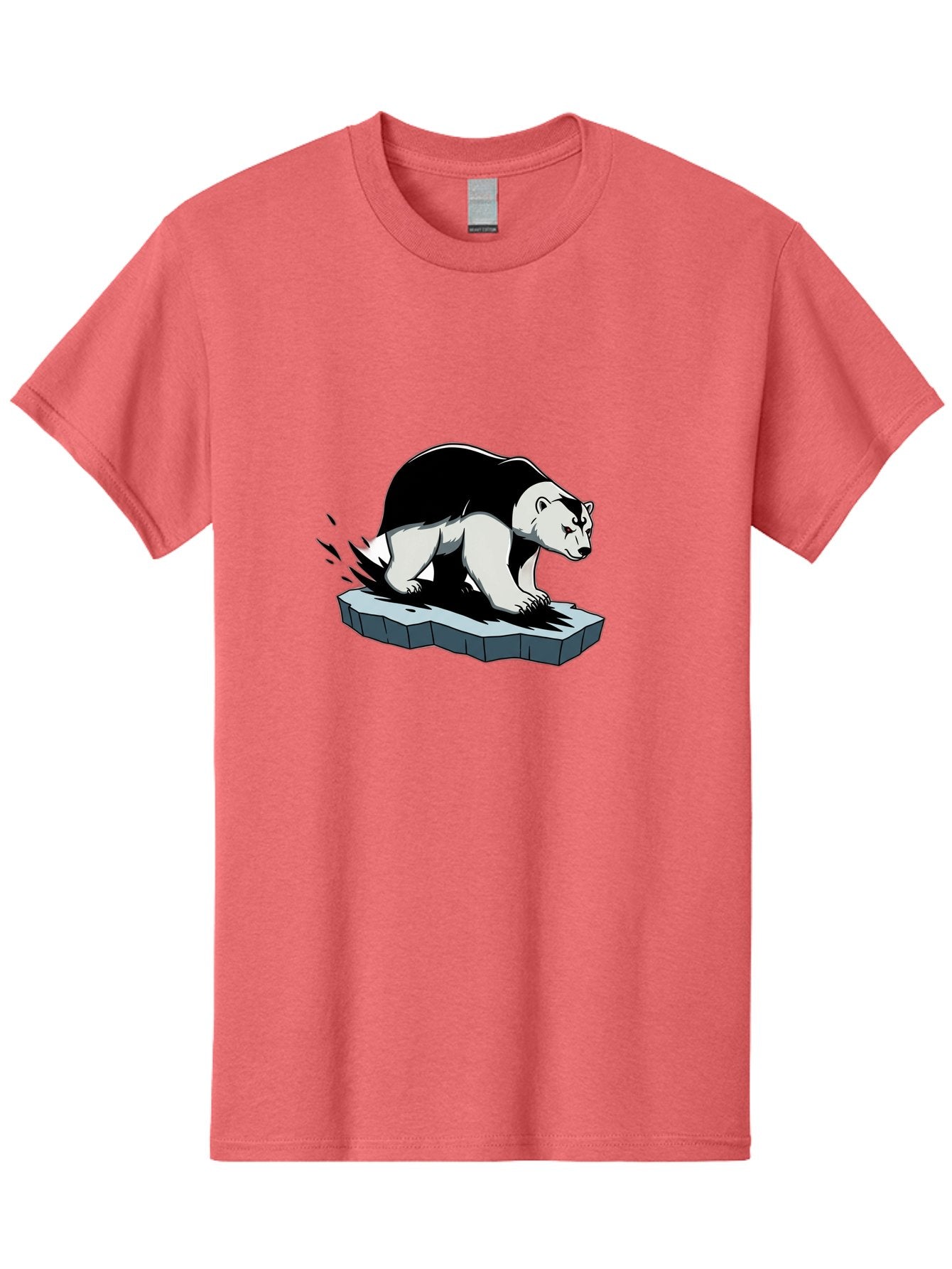 Aggressive-Panda Men'S Graphic Tee, 100% Cotton, Comfortable Casual Summer Wear, Machine Washable, Panda On A Rock, Panda Bear, Black And White, Cartoon Style, Dynamic Movement, Wildlife, Animated Character, Stone Platform Bae349 7