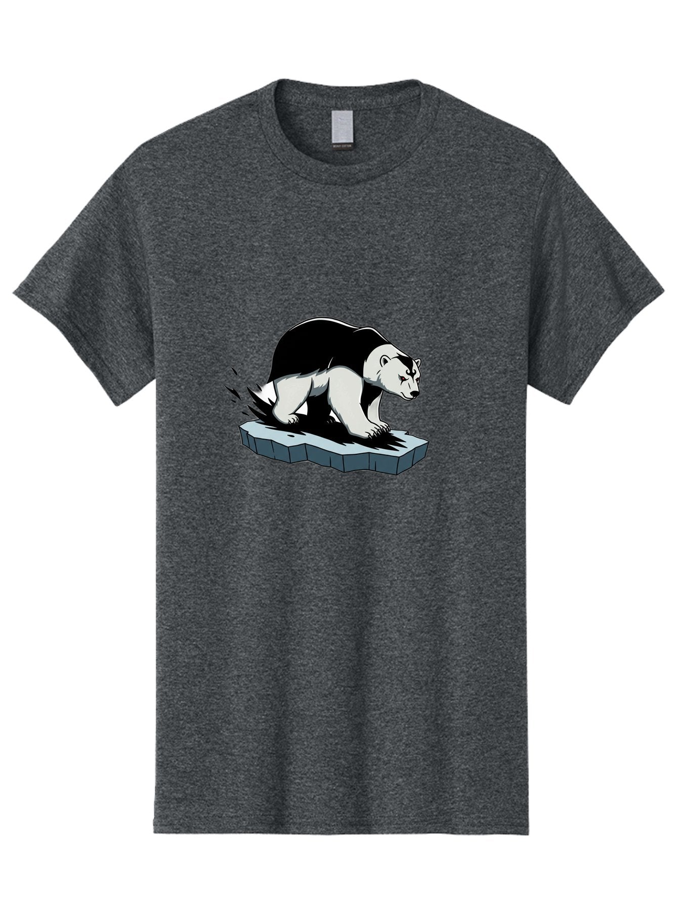 Aggressive-Panda Men'S Graphic Tee, 100% Cotton, Comfortable Casual Summer Wear, Machine Washable, Panda On A Rock, Panda Bear, Black And White, Cartoon Style, Dynamic Movement, Wildlife, Animated Character, Stone Platform Bae349