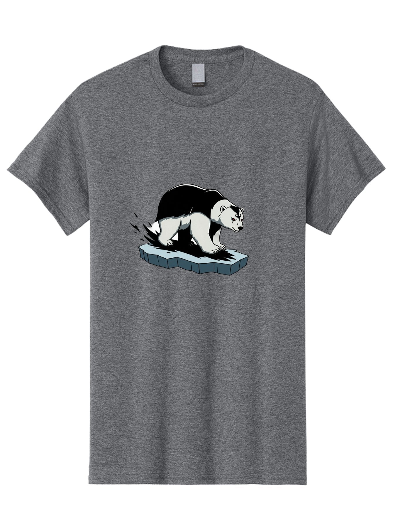 Aggressive-Panda Men'S Graphic Tee, 100% Cotton, Comfortable Casual Summer Wear, Machine Washable, Panda On A Rock, Panda Bear, Black And White, Cartoon Style, Dynamic Movement, Wildlife, Animated Character, Stone Platform Bae349 10