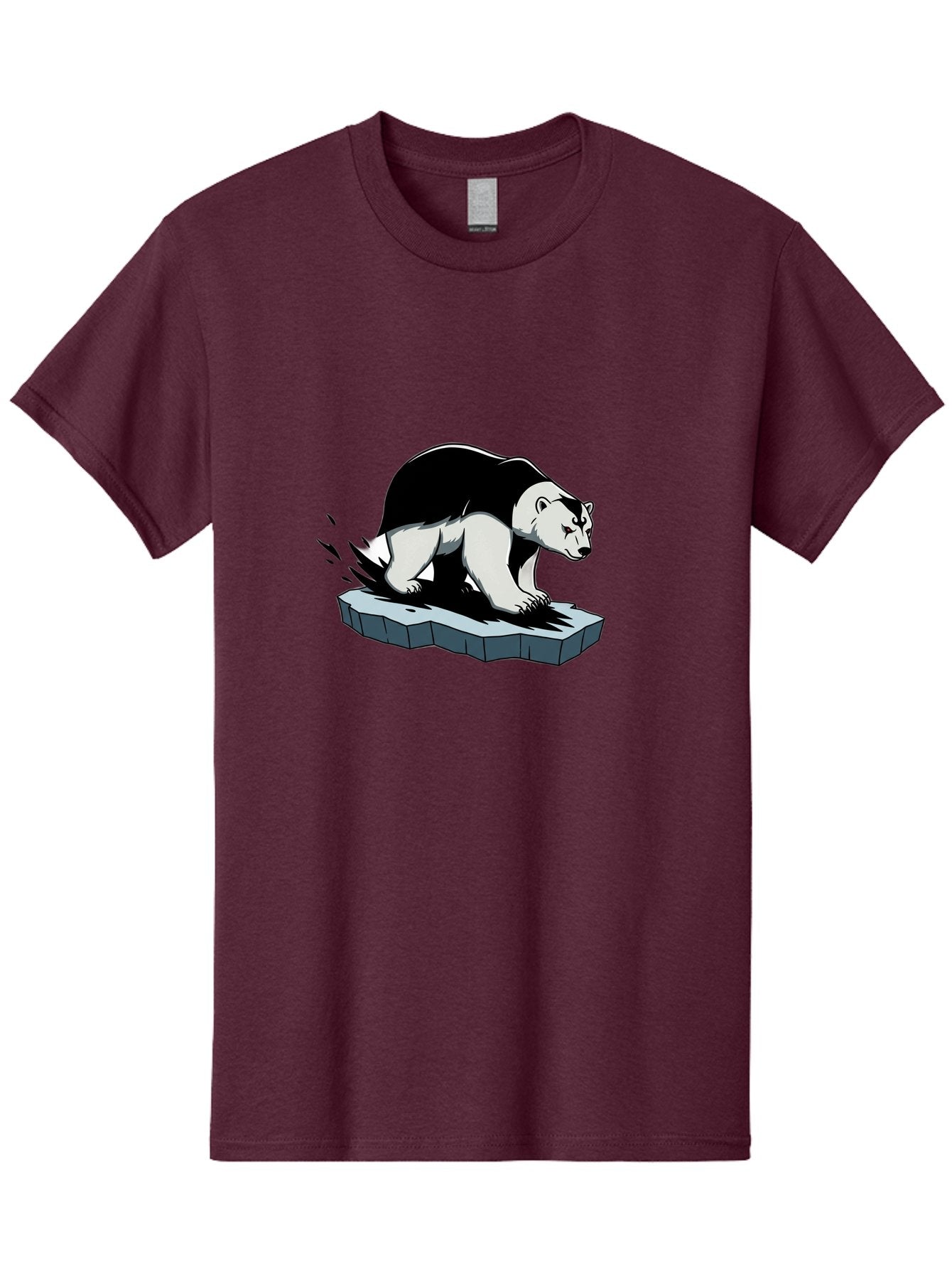 Aggressive-Panda Men'S Graphic Tee, 100% Cotton, Comfortable Casual Summer Wear, Machine Washable, Panda On A Rock, Panda Bear, Black And White, Cartoon Style, Dynamic Movement, Wildlife, Animated Character, Stone Platform Bae349 8