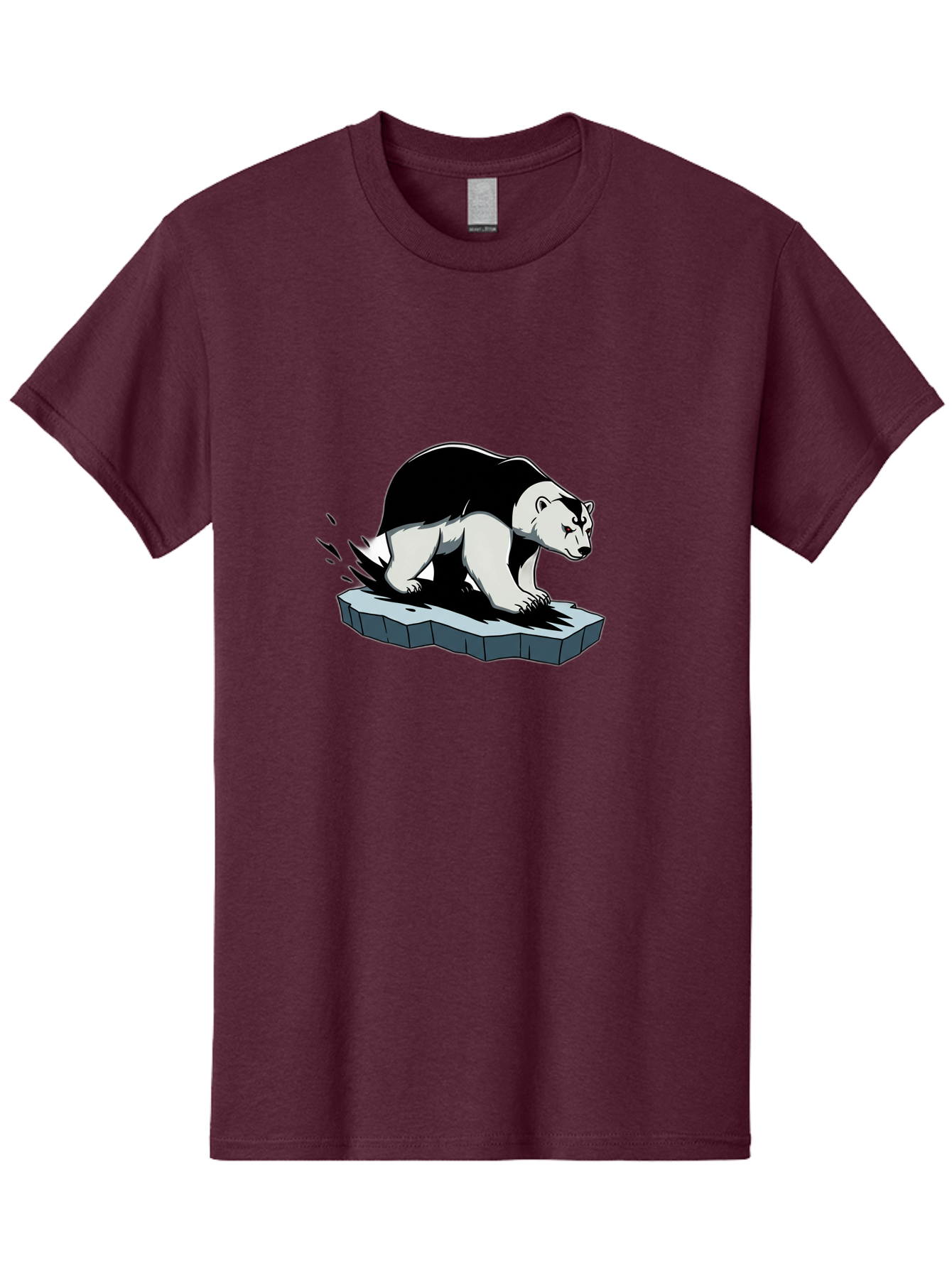 Aggressive-Panda Men'S Graphic Tee, 100% Cotton, Comfortable Casual Summer Wear, Machine Washable, Panda On A Rock, Panda Bear, Black And White, Cartoon Style, Dynamic Movement, Wildlife, Animated Character, Stone Platform Bae349 6