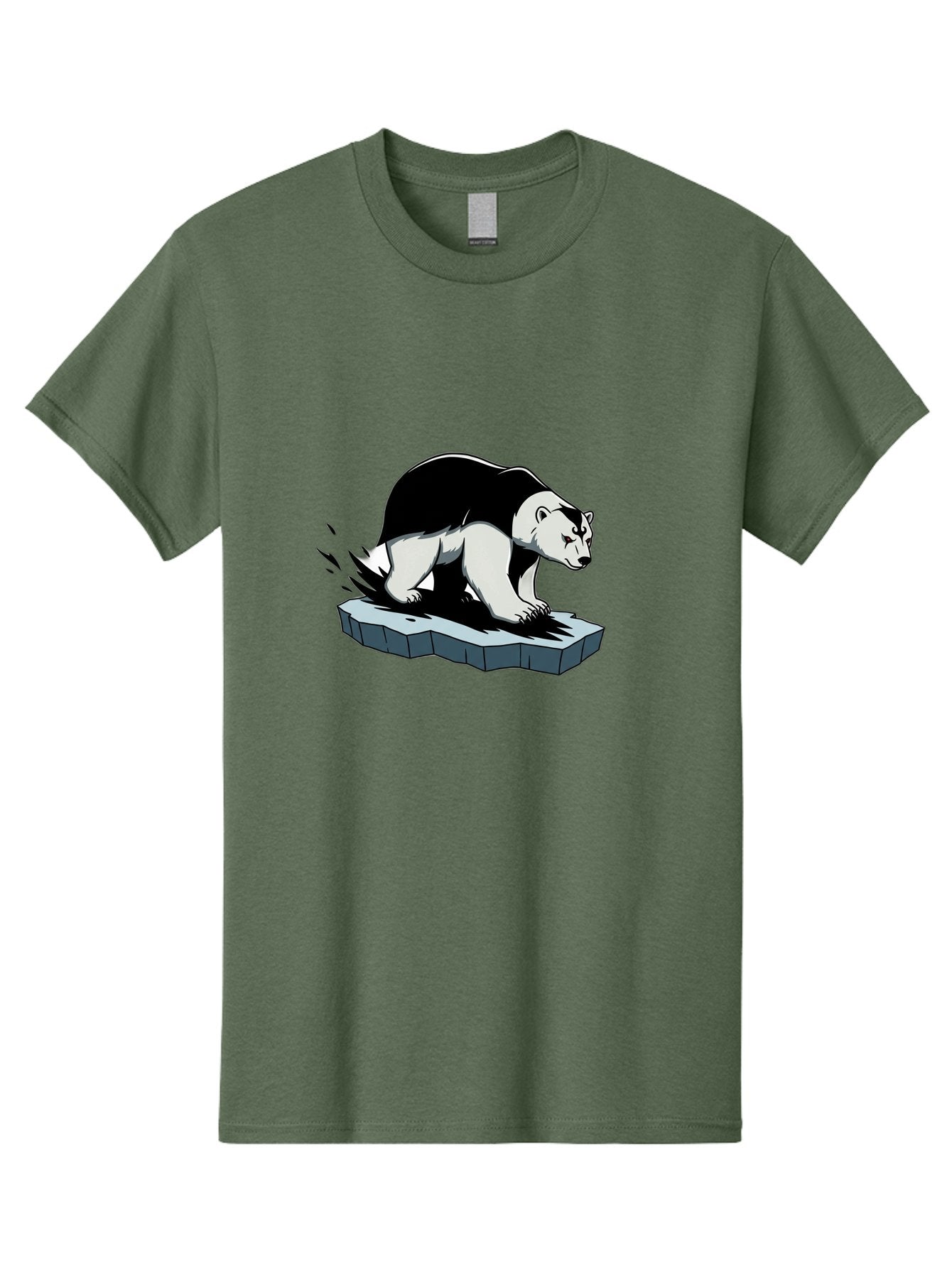 Aggressive-Panda Men'S Graphic Tee, 100% Cotton, Comfortable Casual Summer Wear, Machine Washable, Panda On A Rock, Panda Bear, Black And White, Cartoon Style, Dynamic Movement, Wildlife, Animated Character, Stone Platform Bae349 11