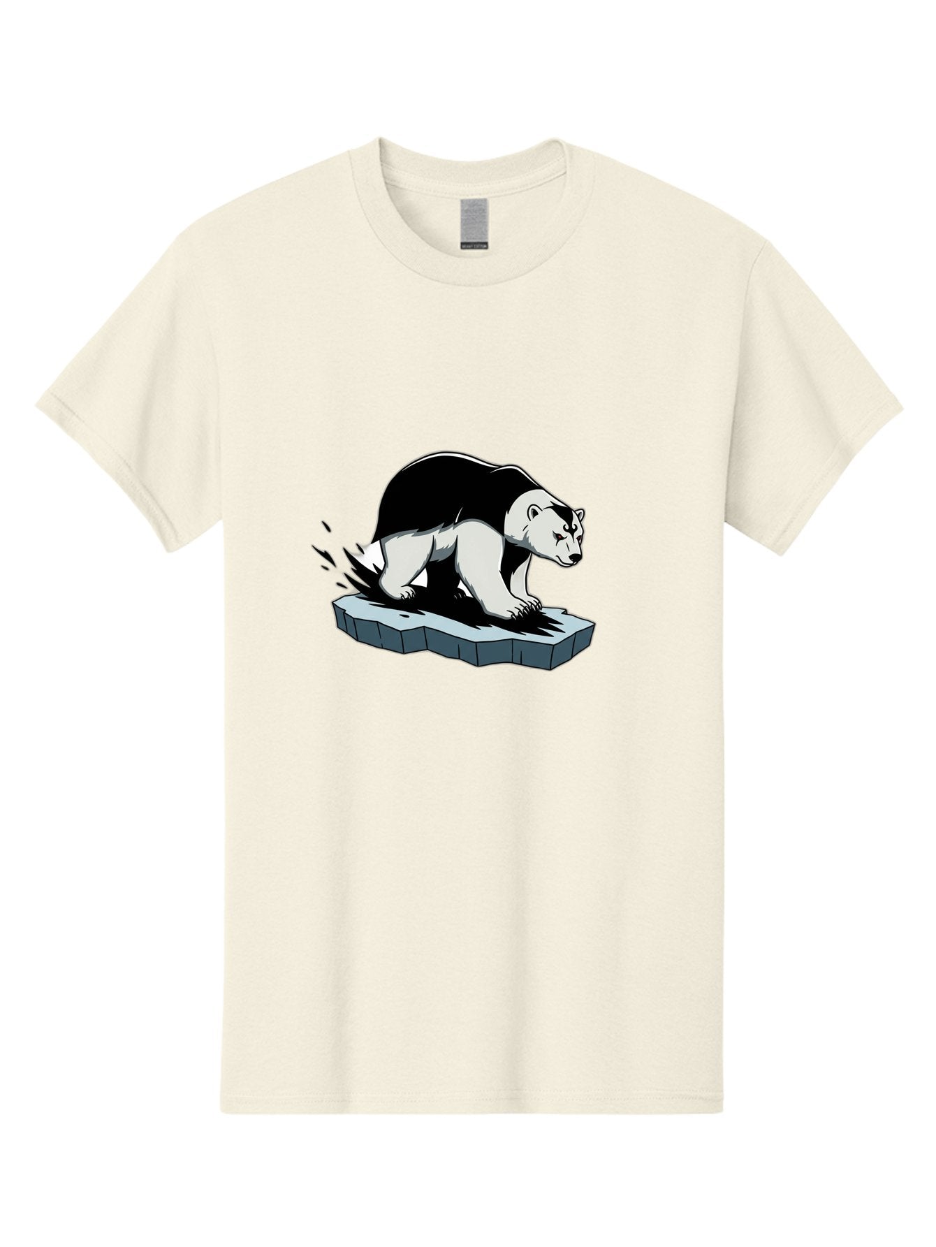 Aggressive-Panda Men'S Graphic Tee, 100% Cotton, Comfortable Casual Summer Wear, Machine Washable, Panda On A Rock, Panda Bear, Black And White, Cartoon Style, Dynamic Movement, Wildlife, Animated Character, Stone Platform Bae349 9