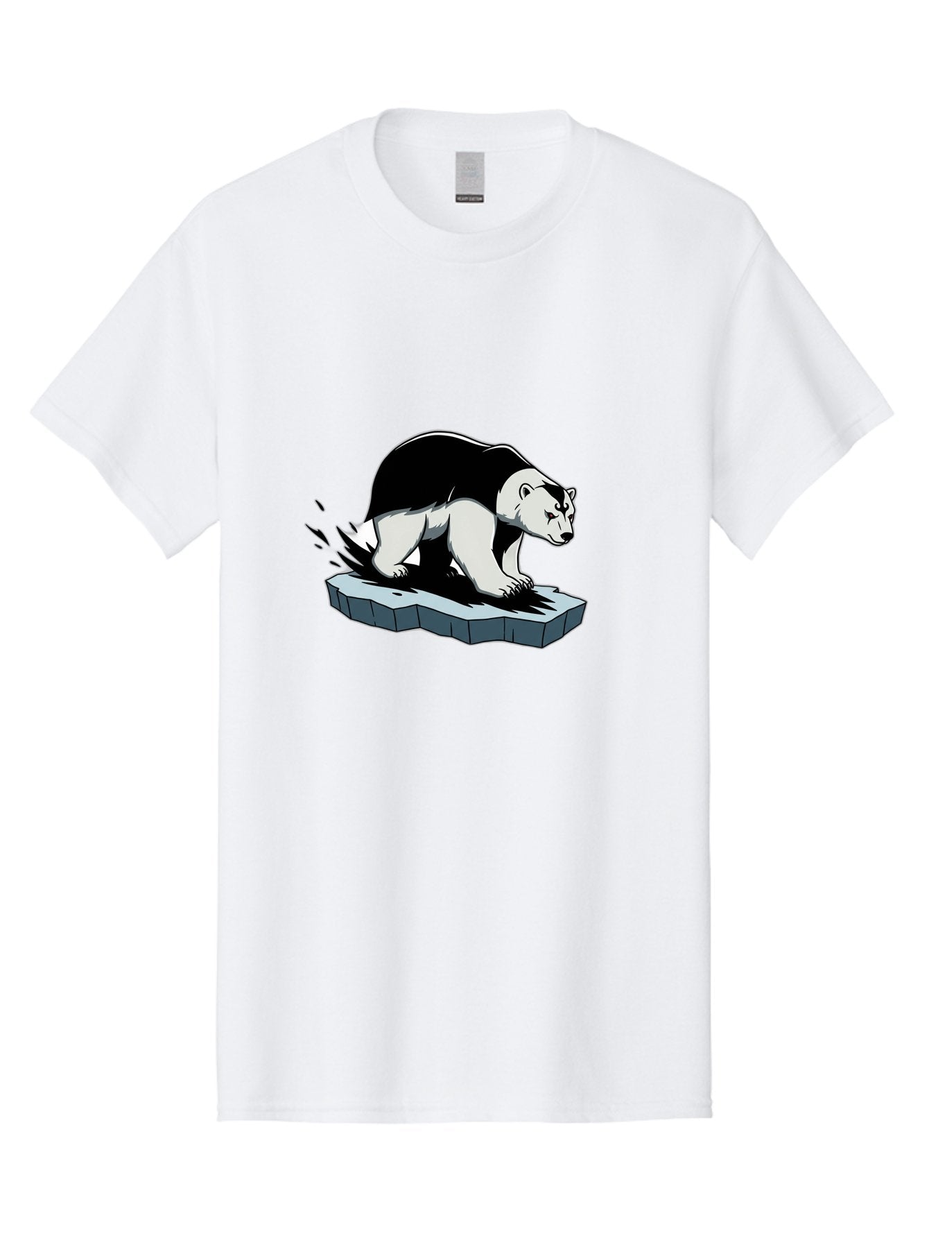 Aggressive-Panda Men'S Graphic Tee, 100% Cotton, Comfortable Casual Summer Wear, Machine Washable, Panda On A Rock, Panda Bear, Black And White, Cartoon Style, Dynamic Movement, Wildlife, Animated Character, Stone Platform Bae349 13