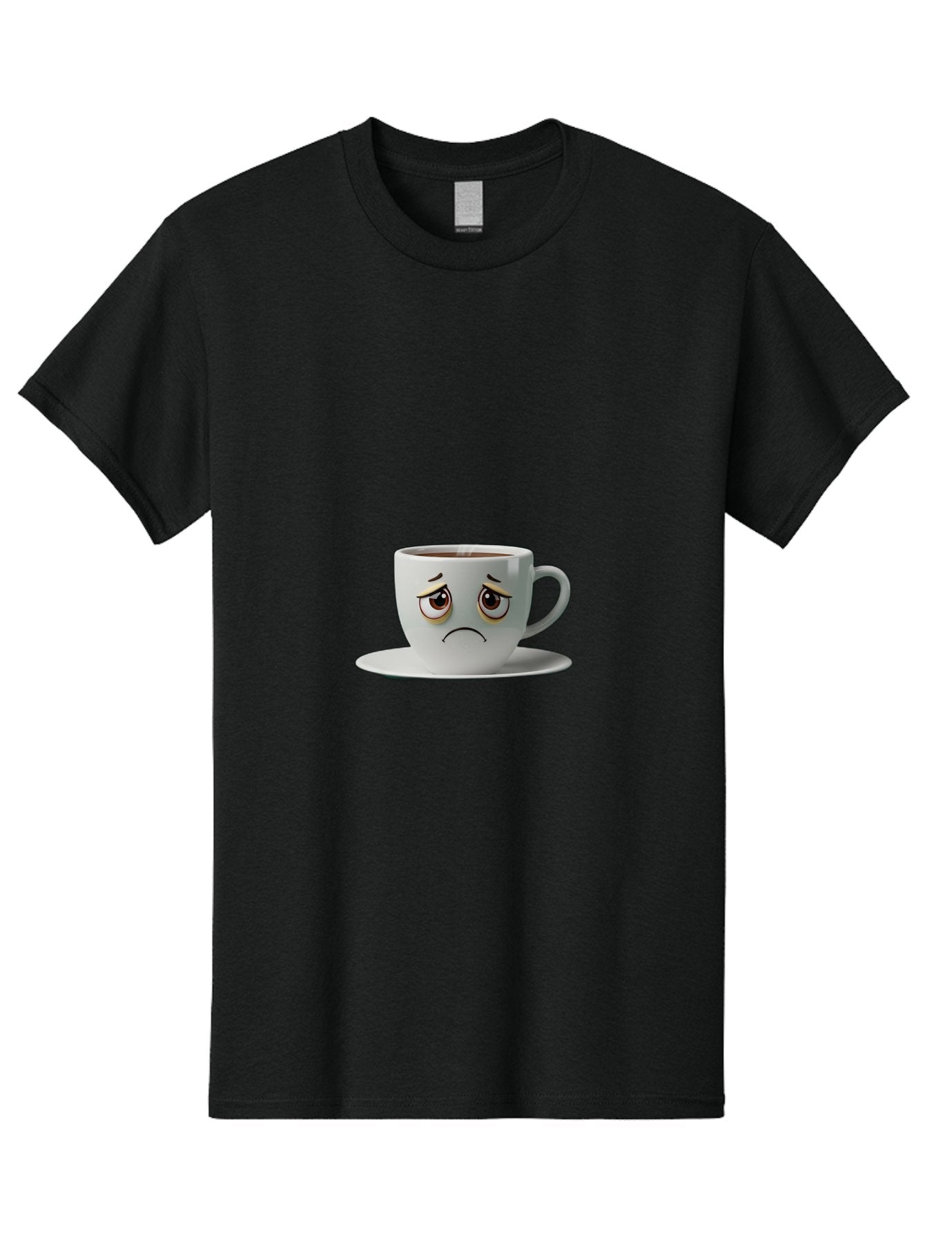 Angry-Coffee-Cup-1 Men'S Graphic Tee, 100% Cotton, Comfortable Casual Summer Wear, Machine Washable, Angry Face On Coffee Cup, Frowning Coffee Mug, Upset Coffee, Displeased Facial Expression, Sad Coffee Cup, Grumpy Coffee Bae350