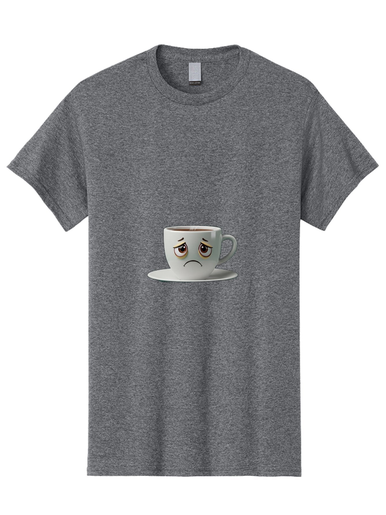 Angry-Coffee-Cup-1 Men'S Graphic Tee, 100% Cotton, Comfortable Casual Summer Wear, Machine Washable, Angry Face On Coffee Cup, Frowning Coffee Mug, Upset Coffee, Displeased Facial Expression, Sad Coffee Cup, Grumpy Coffee Bae350