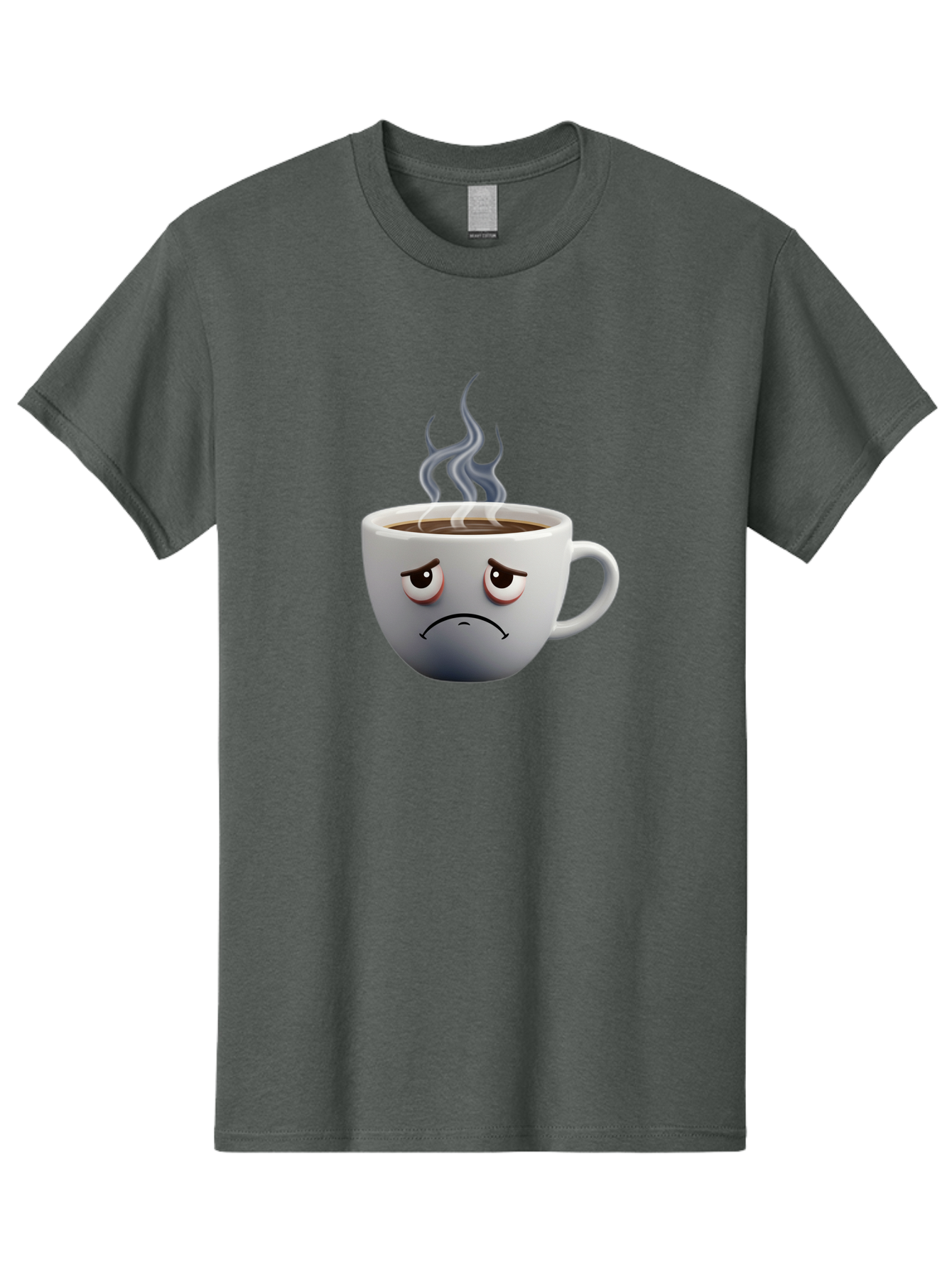 Angry-Coffee-Cup-2 Men'S Graphic Tee, 100% Cotton, Comfortable Casual Summer Wear, Machine Washable, Angry Coffee Cup, Sad Face, Steaming Coffee, Upset Emoji, Grumpy Character, Frowning Mug, Coffee Drama, Bitter Coffee Bae351 13
