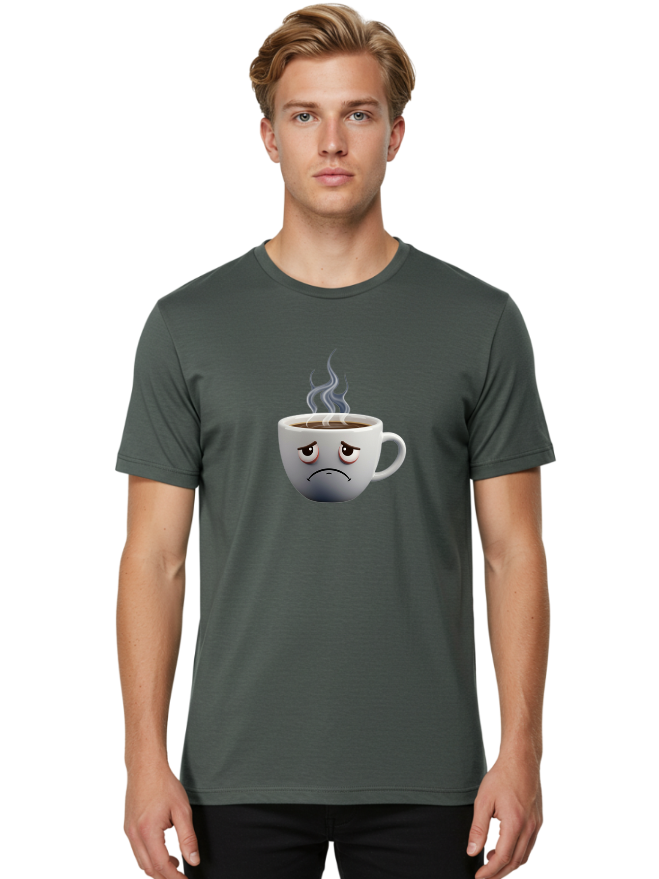 Angry-Coffee-Cup-2 Men'S Graphic Tee, 100% Cotton, Comfortable Casual Summer Wear, Machine Washable, Angry Coffee Cup, Sad Face, Steaming Coffee, Upset Emoji, Grumpy Character, Frowning Mug, Coffee Drama, Bitter Coffee Bae351 28