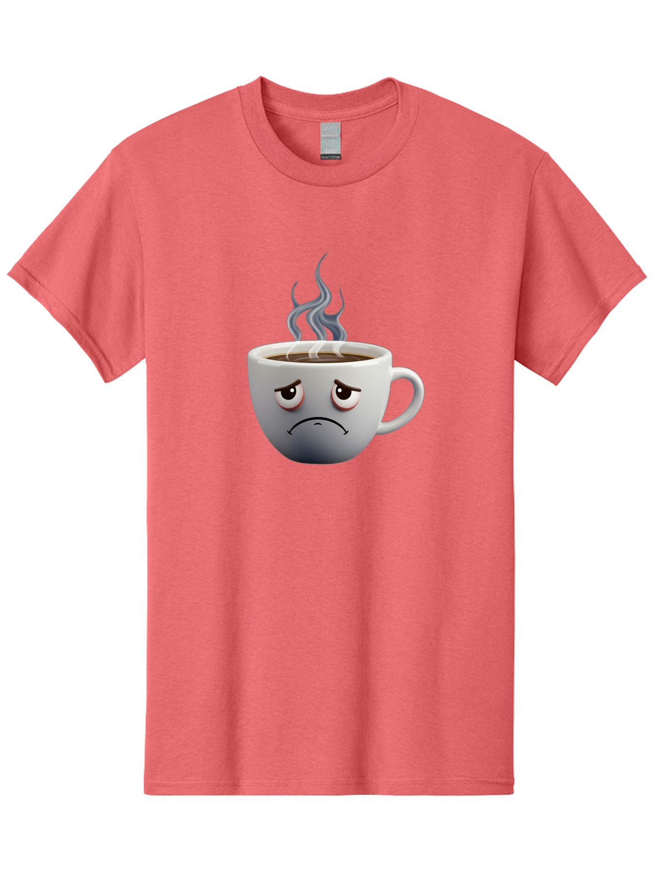 Angry-Coffee-Cup-2 Men'S Graphic Tee, 100% Cotton, Comfortable Casual Summer Wear, Machine Washable, Angry Coffee Cup, Sad Face, Steaming Coffee, Upset Emoji, Grumpy Character, Frowning Mug, Coffee Drama, Bitter Coffee Bae351 5