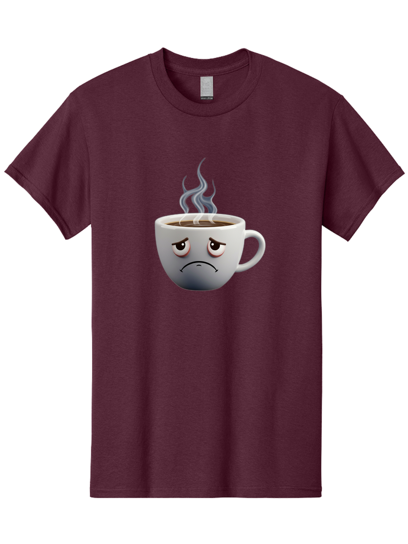 Angry-Coffee-Cup-2 Men'S Graphic Tee, 100% Cotton, Comfortable Casual Summer Wear, Machine Washable, Angry Coffee Cup, Sad Face, Steaming Coffee, Upset Emoji, Grumpy Character, Frowning Mug, Coffee Drama, Bitter Coffee Bae351 3