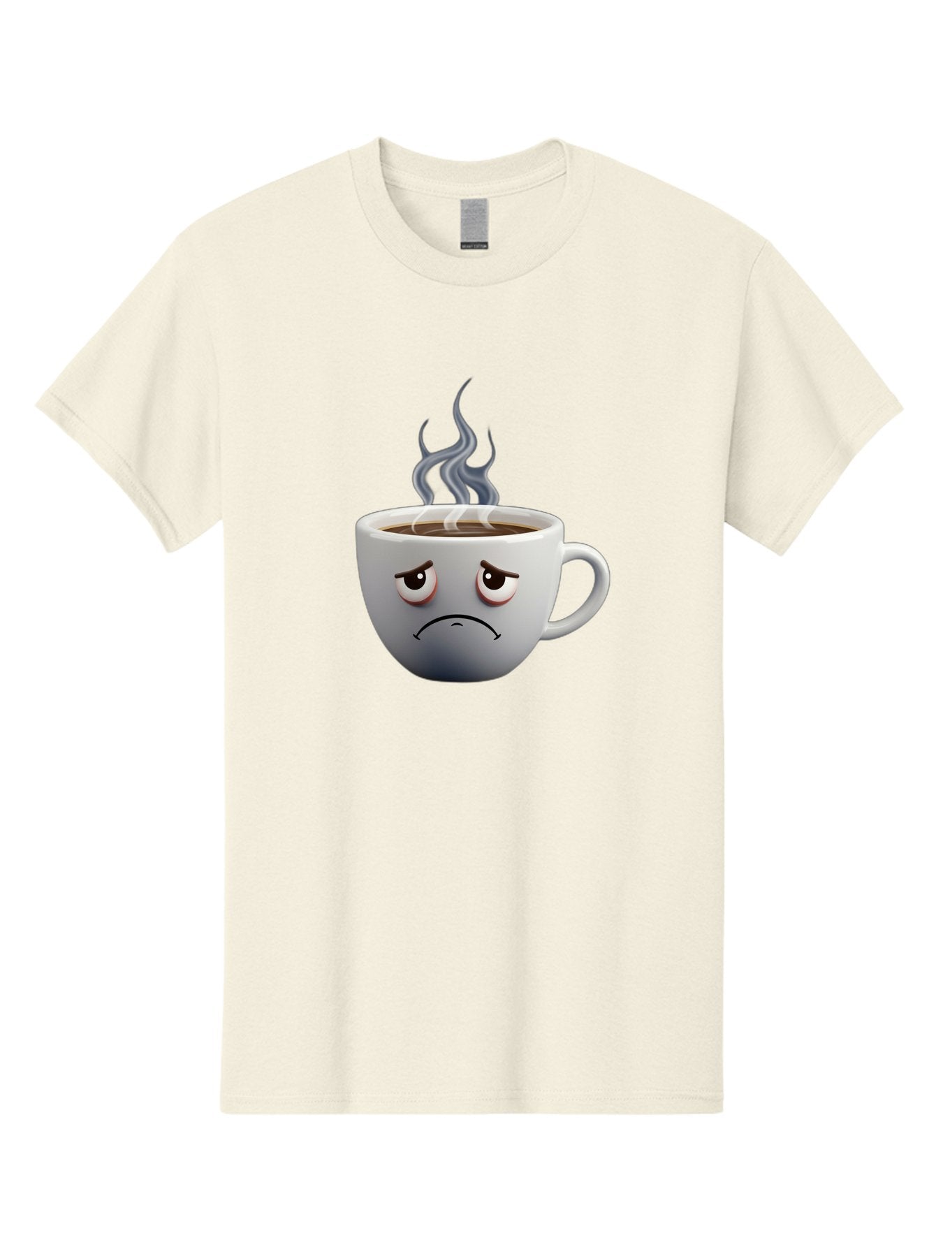 Angry-Coffee-Cup-2 Men'S Graphic Tee, 100% Cotton, Comfortable Casual Summer Wear, Machine Washable, Angry Coffee Cup, Sad Face, Steaming Coffee, Upset Emoji, Grumpy Character, Frowning Mug, Coffee Drama, Bitter Coffee Bae351