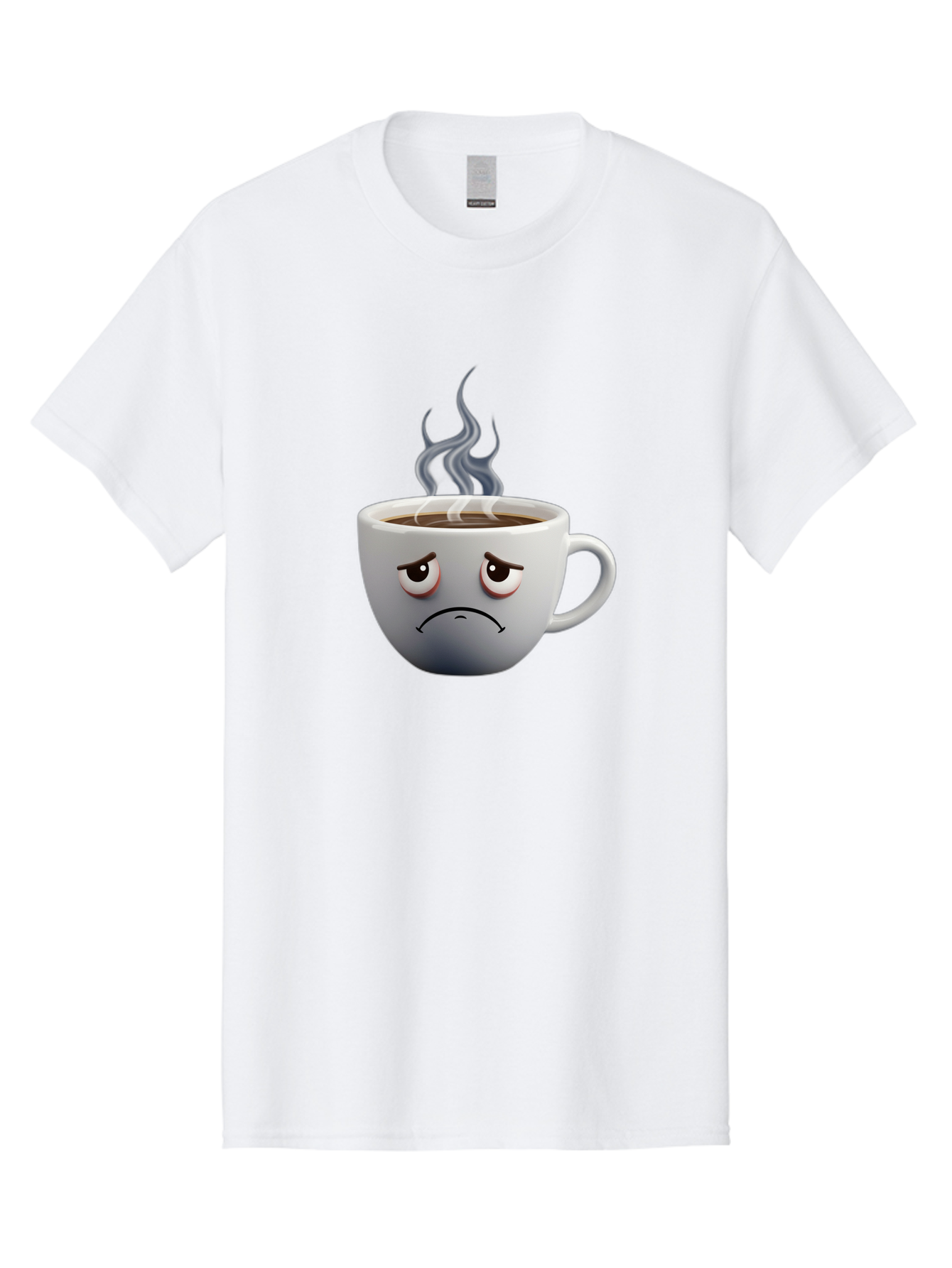 Angry-Coffee-Cup-2 Men'S Graphic Tee, 100% Cotton, Comfortable Casual Summer Wear, Machine Washable, Angry Coffee Cup, Sad Face, Steaming Coffee, Upset Emoji, Grumpy Character, Frowning Mug, Coffee Drama, Bitter Coffee Bae351 14
