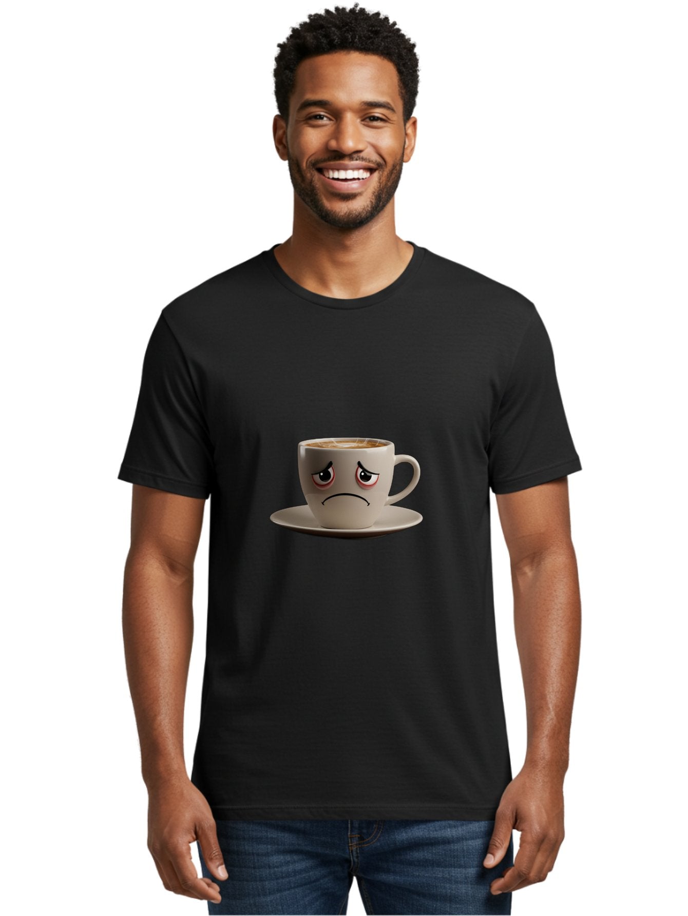 Angry-Coffee-Cup-3 Men'S Graphic Tee, 100% Cotton, Comfortable Casual Summer Wear, Machine Washable, Coffee Cup With Angry Face, Latte Art, Frowning Coffee, Displeased Beverage, Humorous Coffee Design, Emotive Coffee Cup, Coffee With Attitude, Bae352 19