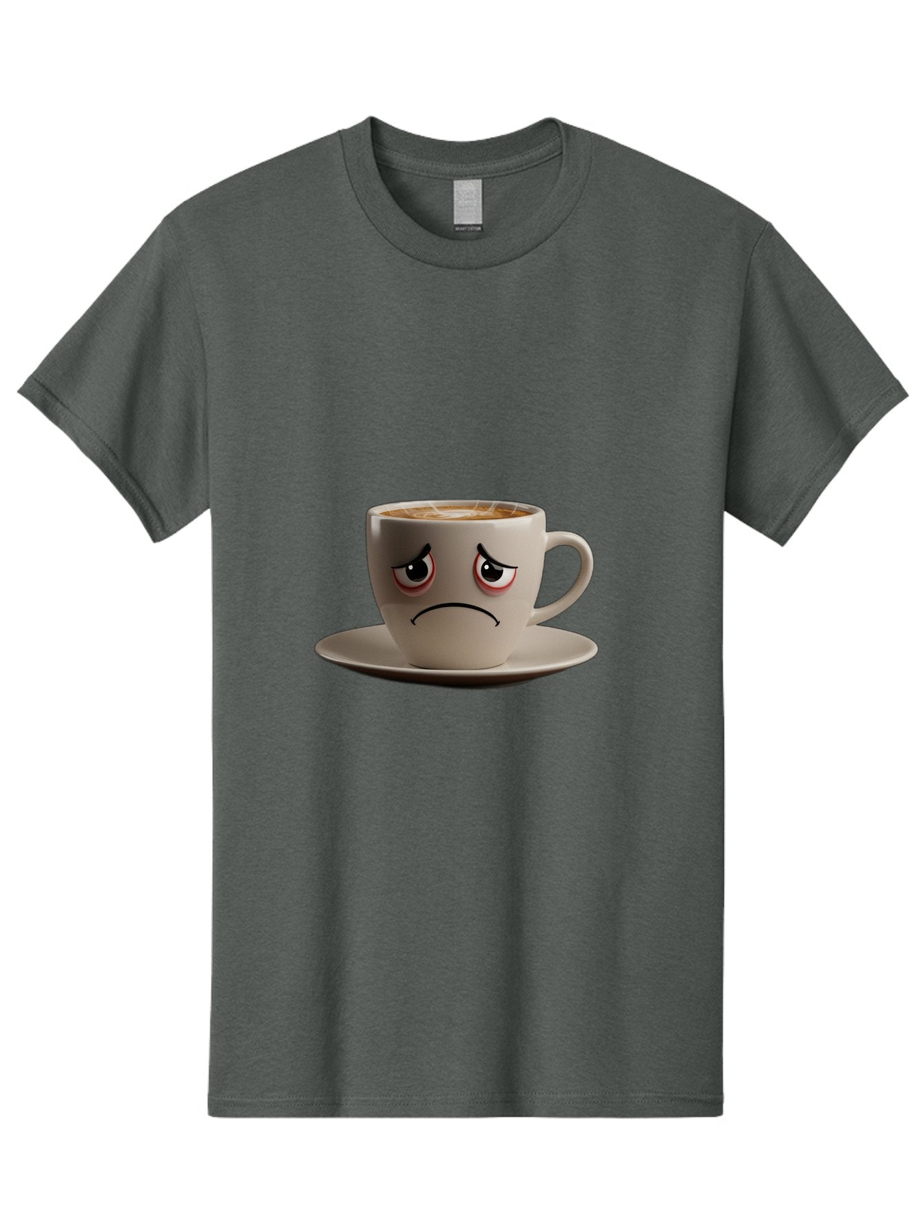 Angry-Coffee-Cup-3 Men'S Graphic Tee, 100% Cotton, Comfortable Casual Summer Wear, Machine Washable, Coffee Cup With Angry Face, Latte Art, Frowning Coffee, Displeased Beverage, Humorous Coffee Design, Emotive Coffee Cup, Coffee With Attitude, Bae352