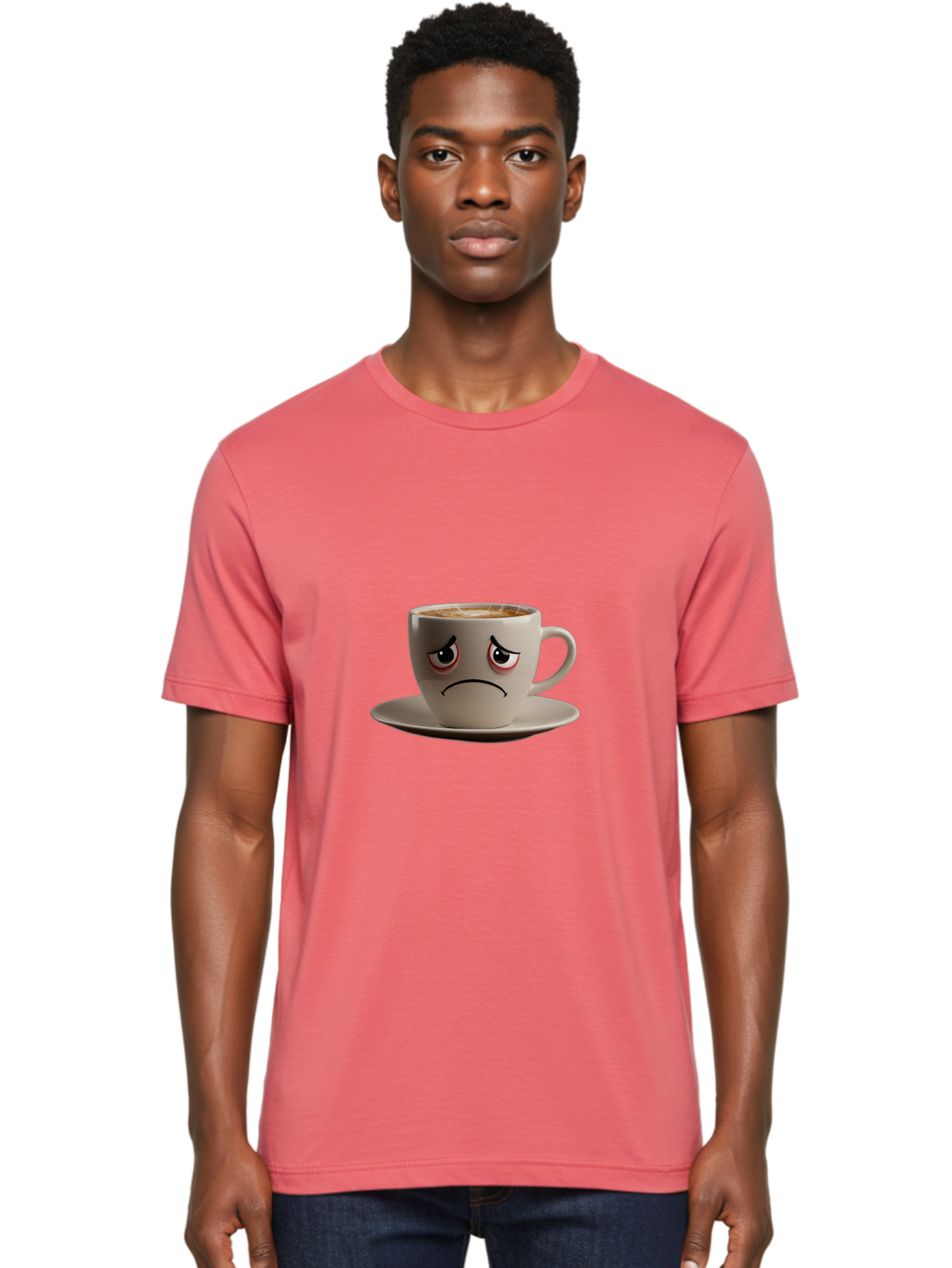 Angry-Coffee-Cup-3 Men'S Graphic Tee, 100% Cotton, Comfortable Casual Summer Wear, Machine Washable, Coffee Cup With Angry Face, Latte Art, Frowning Coffee, Displeased Beverage, Humorous Coffee Design, Emotive Coffee Cup, Coffee With Attitude, Bae352 27