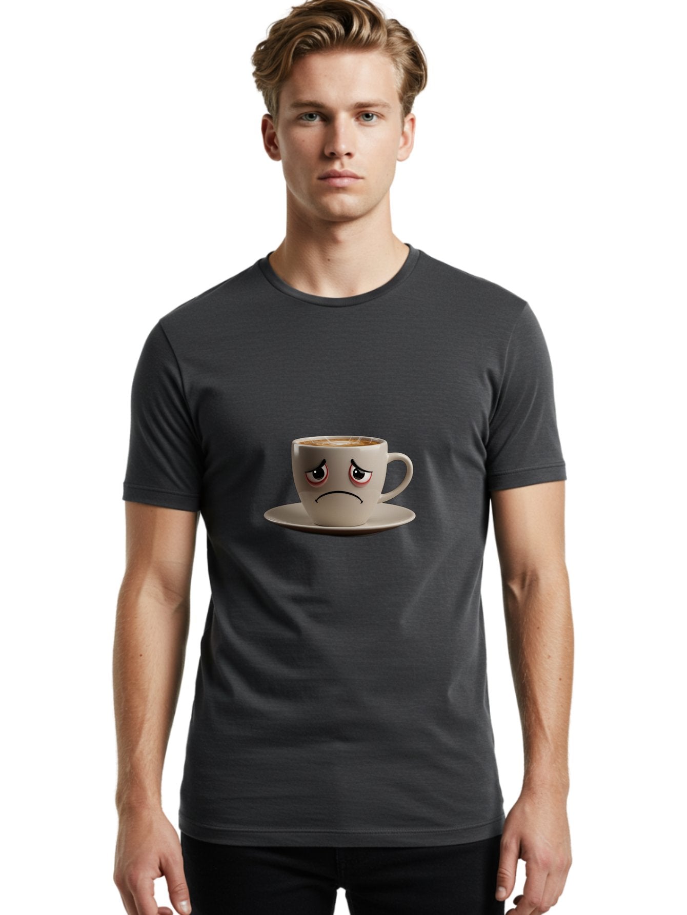 Angry-Coffee-Cup-3 Men'S Graphic Tee, 100% Cotton, Comfortable Casual Summer Wear, Machine Washable, Coffee Cup With Angry Face, Latte Art, Frowning Coffee, Displeased Beverage, Humorous Coffee Design, Emotive Coffee Cup, Coffee With Attitude, Bae352 26