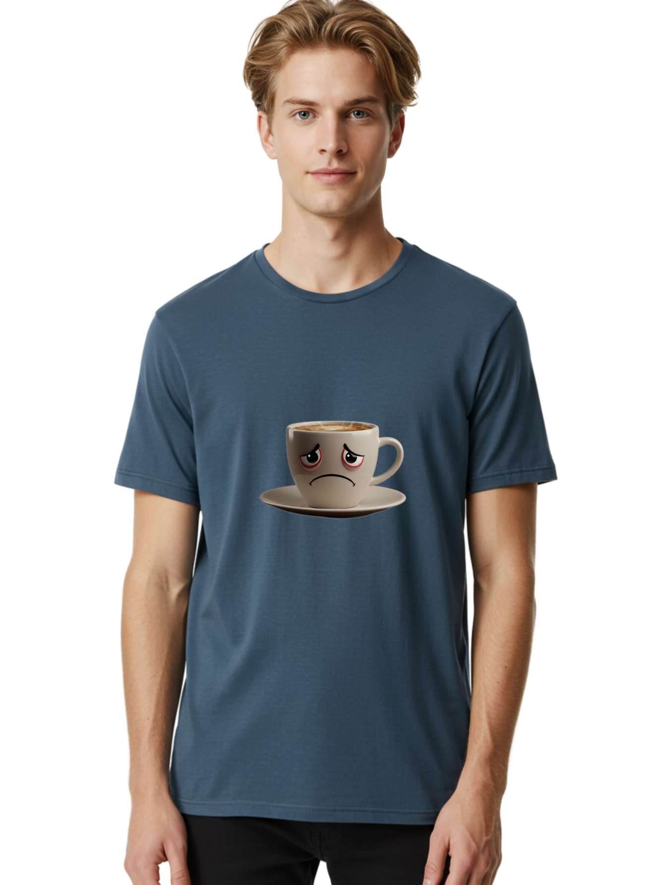 Angry-Coffee-Cup-3 Men'S Graphic Tee, 100% Cotton, Comfortable Casual Summer Wear, Machine Washable, Coffee Cup With Angry Face, Latte Art, Frowning Coffee, Displeased Beverage, Humorous Coffee Design, Emotive Coffee Cup, Coffee With Attitude, Bae352 21
