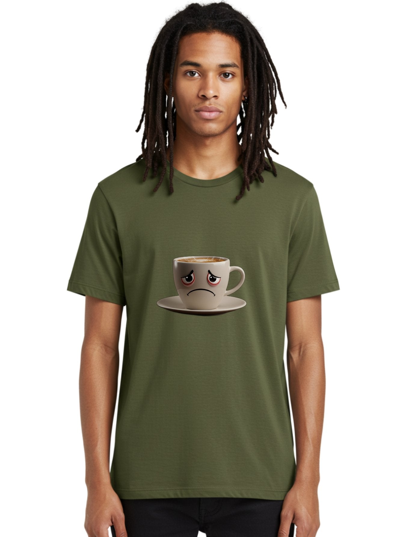 Angry-Coffee-Cup-3 Men'S Graphic Tee, 100% Cotton, Comfortable Casual Summer Wear, Machine Washable, Coffee Cup With Angry Face, Latte Art, Frowning Coffee, Displeased Beverage, Humorous Coffee Design, Emotive Coffee Cup, Coffee With Attitude, Bae352 17