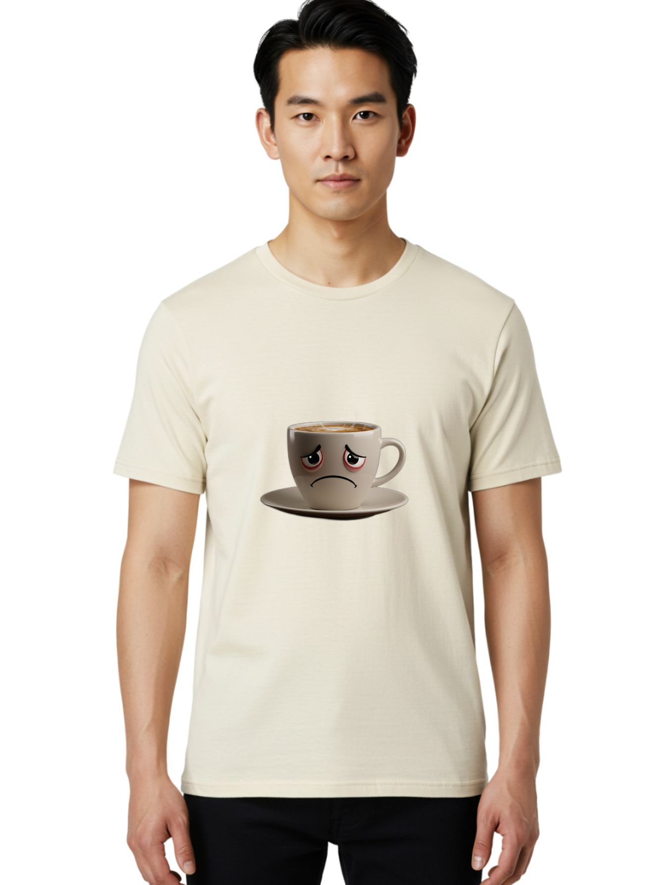 Angry-Coffee-Cup-3 Men'S Graphic Tee, 100% Cotton, Comfortable Casual Summer Wear, Machine Washable, Coffee Cup With Angry Face, Latte Art, Frowning Coffee, Displeased Beverage, Humorous Coffee Design, Emotive Coffee Cup, Coffee With Attitude, Bae352 30