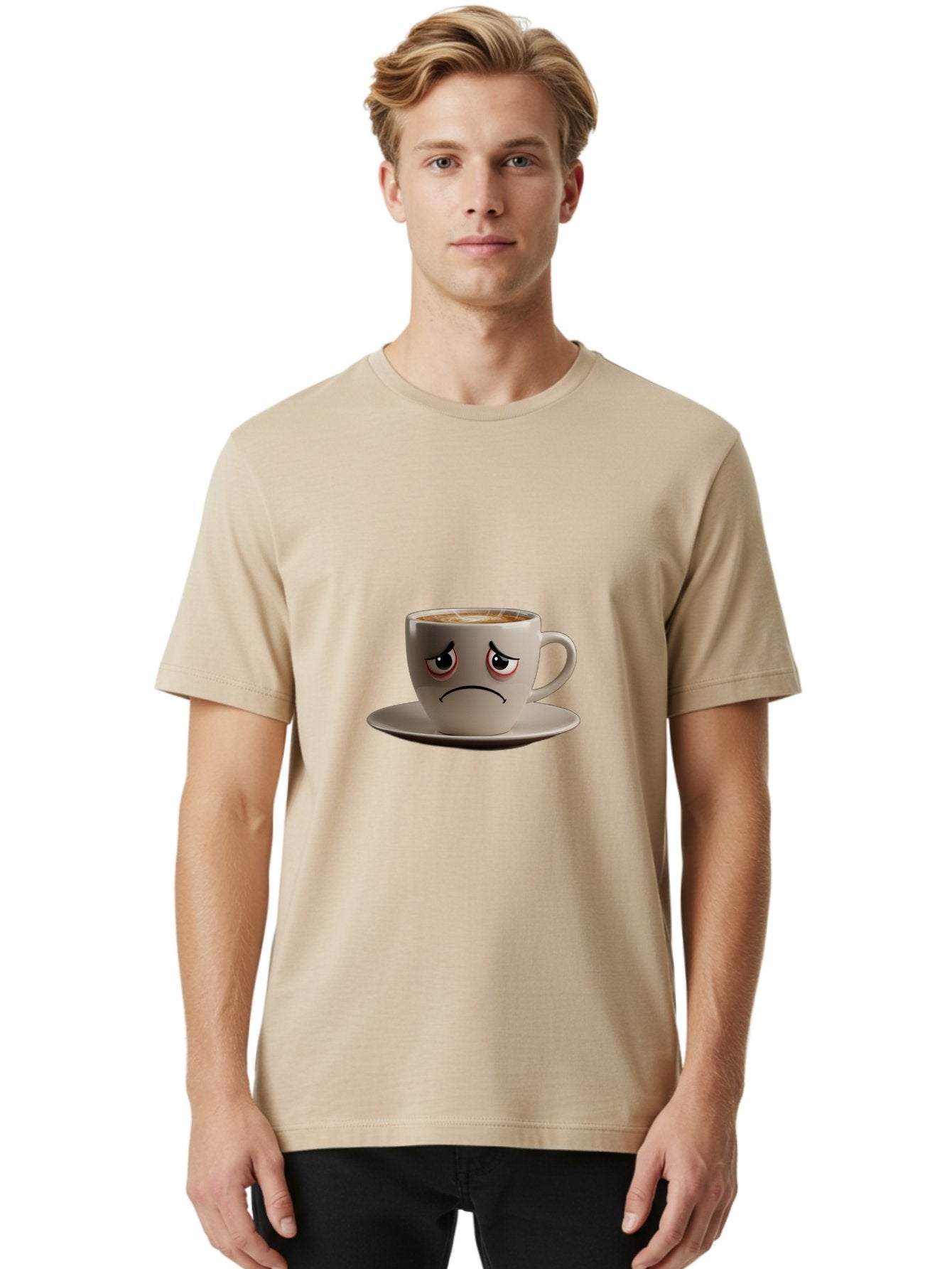 Angry-Coffee-Cup-3 Men'S Graphic Tee, 100% Cotton, Comfortable Casual Summer Wear, Machine Washable, Coffee Cup With Angry Face, Latte Art, Frowning Coffee, Displeased Beverage, Humorous Coffee Design, Emotive Coffee Cup, Coffee With Attitude, Bae352 27