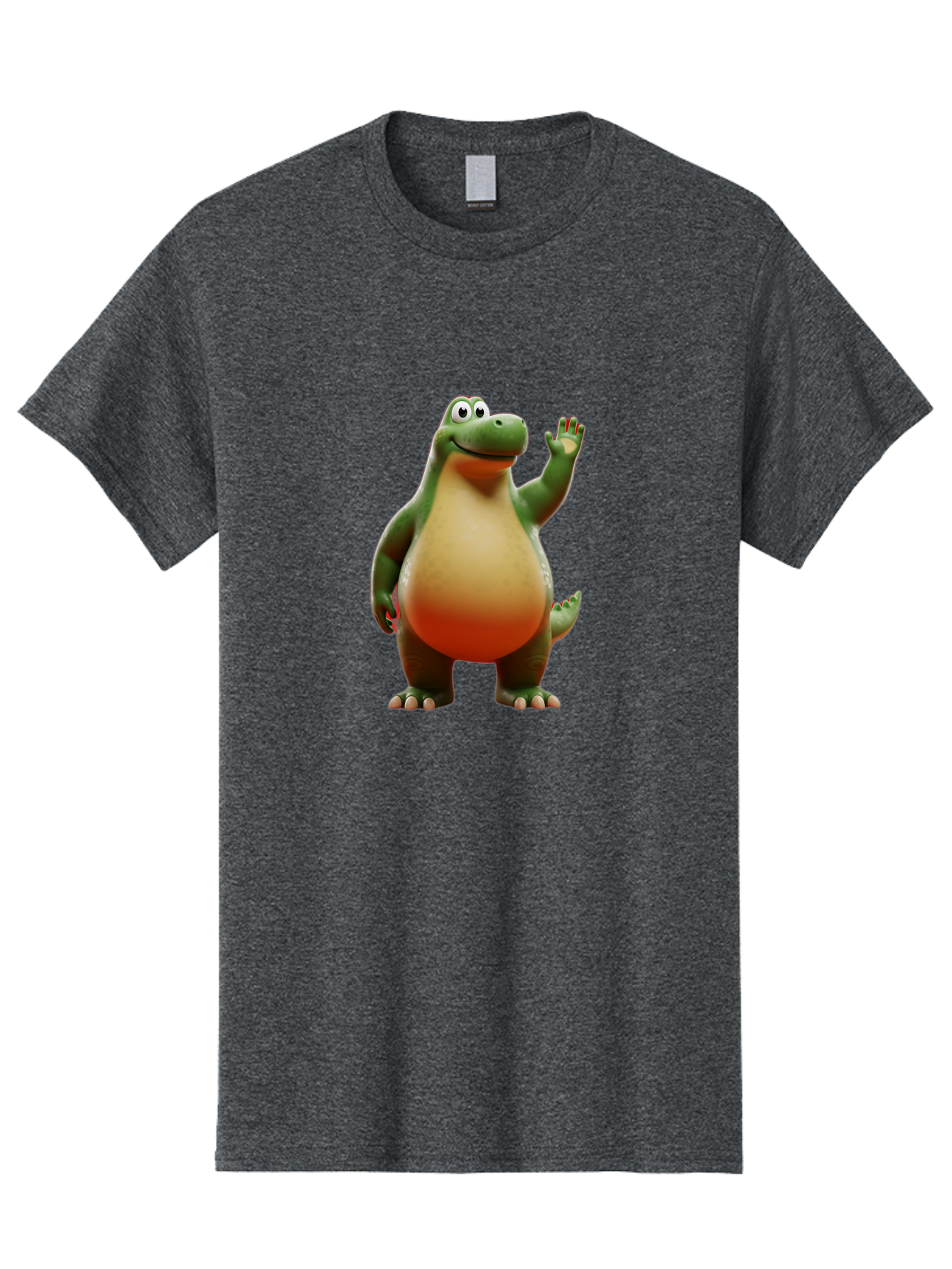 Arlo-1 Men'S Graphic Tee, 100% Cotton, Comfortable Casual Summer Wear, Machine Washable, Cartoon Dinosaur, Friendly Dinosaur, Green And Orange Dinosaur, Dinosaur Waving, Animated Character, Dinosaur Illustration, Children'S Character, Bae354 7