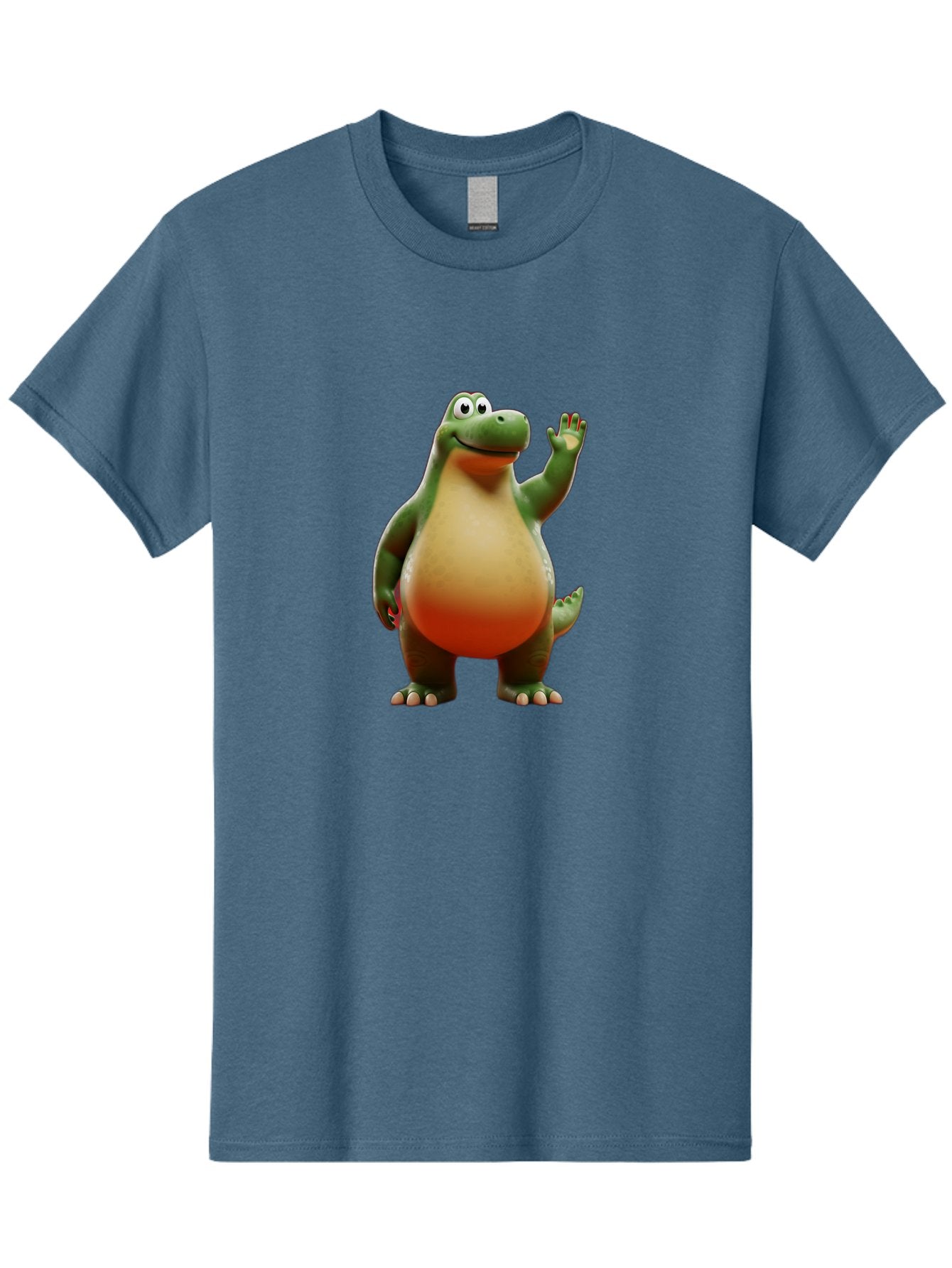 Arlo-1 Men'S Graphic Tee, 100% Cotton, Comfortable Casual Summer Wear, Machine Washable, Cartoon Dinosaur, Friendly Dinosaur, Green And Orange Dinosaur, Dinosaur Waving, Animated Character, Dinosaur Illustration, Children'S Character, Bae354 4