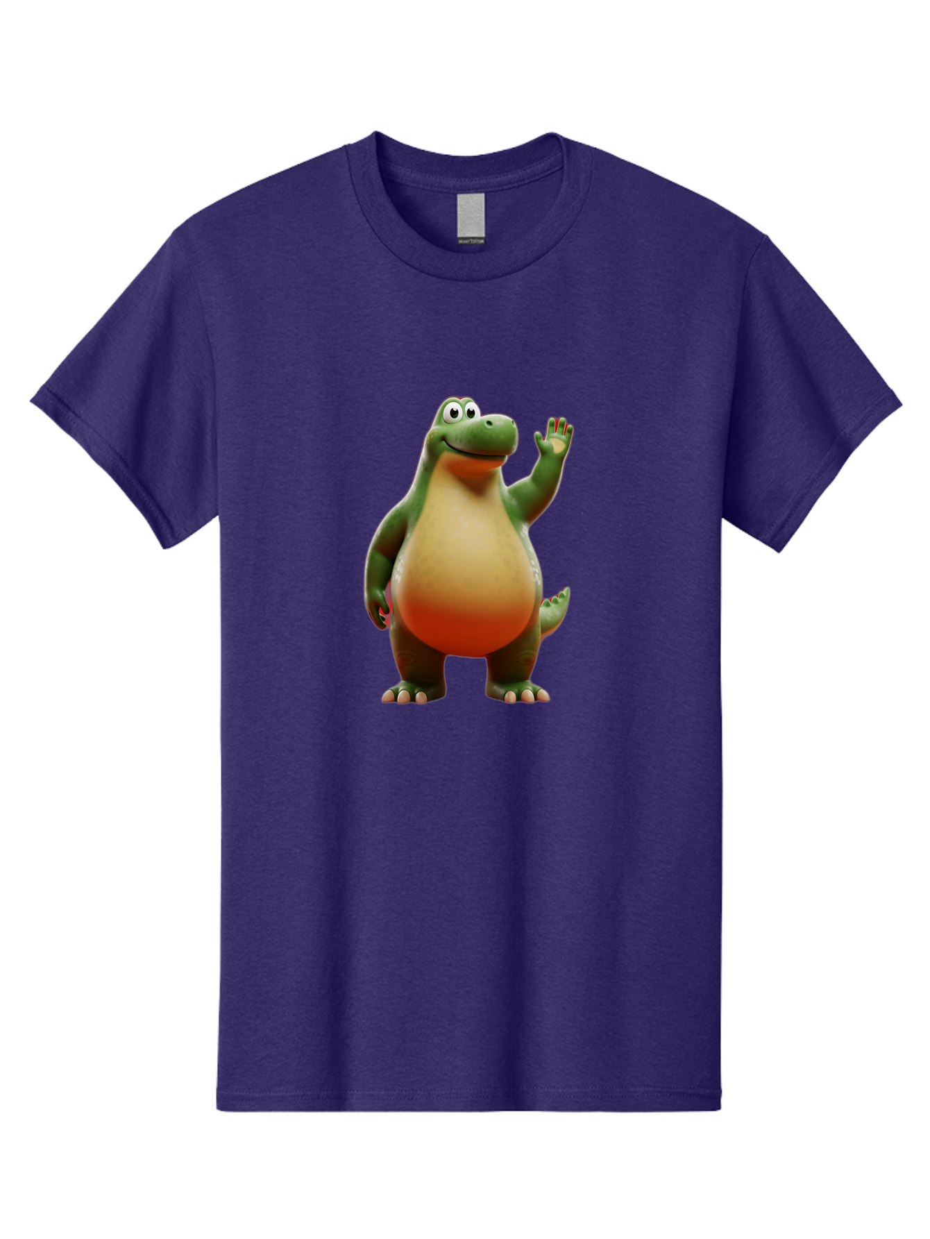 Arlo-1 Men'S Graphic Tee, 100% Cotton, Comfortable Casual Summer Wear, Machine Washable, Cartoon Dinosaur, Friendly Dinosaur, Green And Orange Dinosaur, Dinosaur Waving, Animated Character, Dinosaur Illustration, Children'S Character, Bae354 3