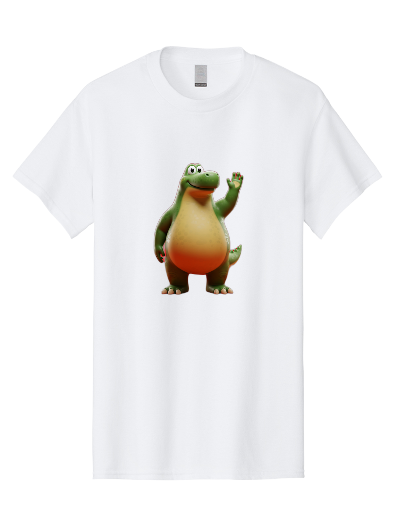 Arlo-1 Men'S Graphic Tee, 100% Cotton, Comfortable Casual Summer Wear, Machine Washable, Cartoon Dinosaur, Friendly Dinosaur, Green And Orange Dinosaur, Dinosaur Waving, Animated Character, Dinosaur Illustration, Children'S Character, Bae354 6